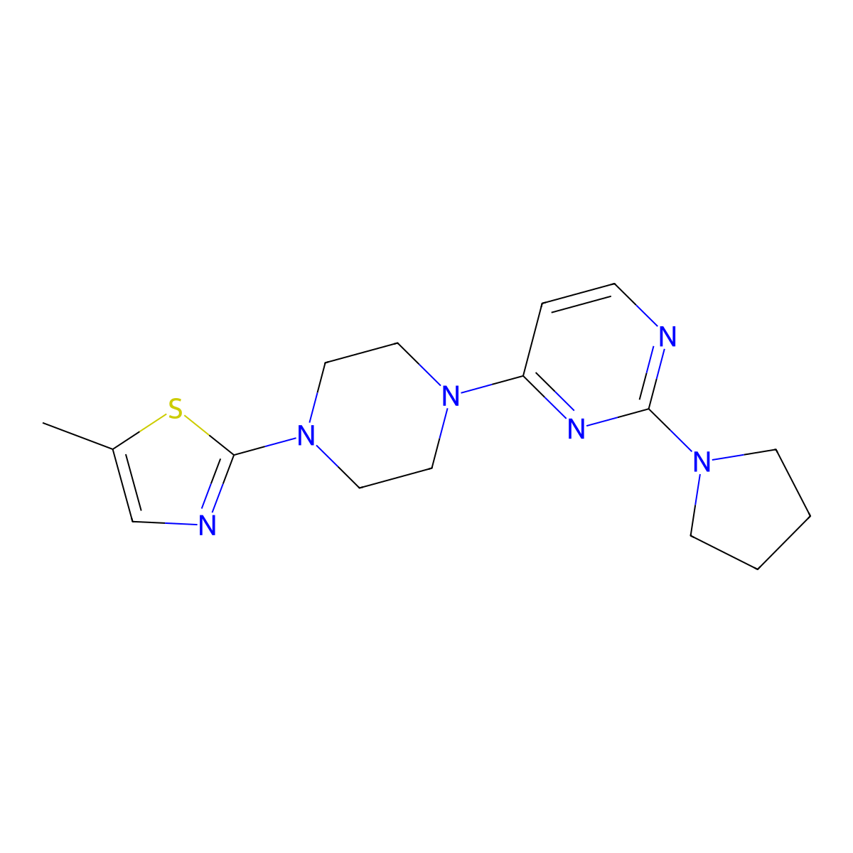 4-[4-(5-Methyl-1,3-thiazol-2-yl)piperazin-1-yl]-2-(pyrrolidin-1-yl)pyrimidine molecular structure, CAS 2423799-03-3