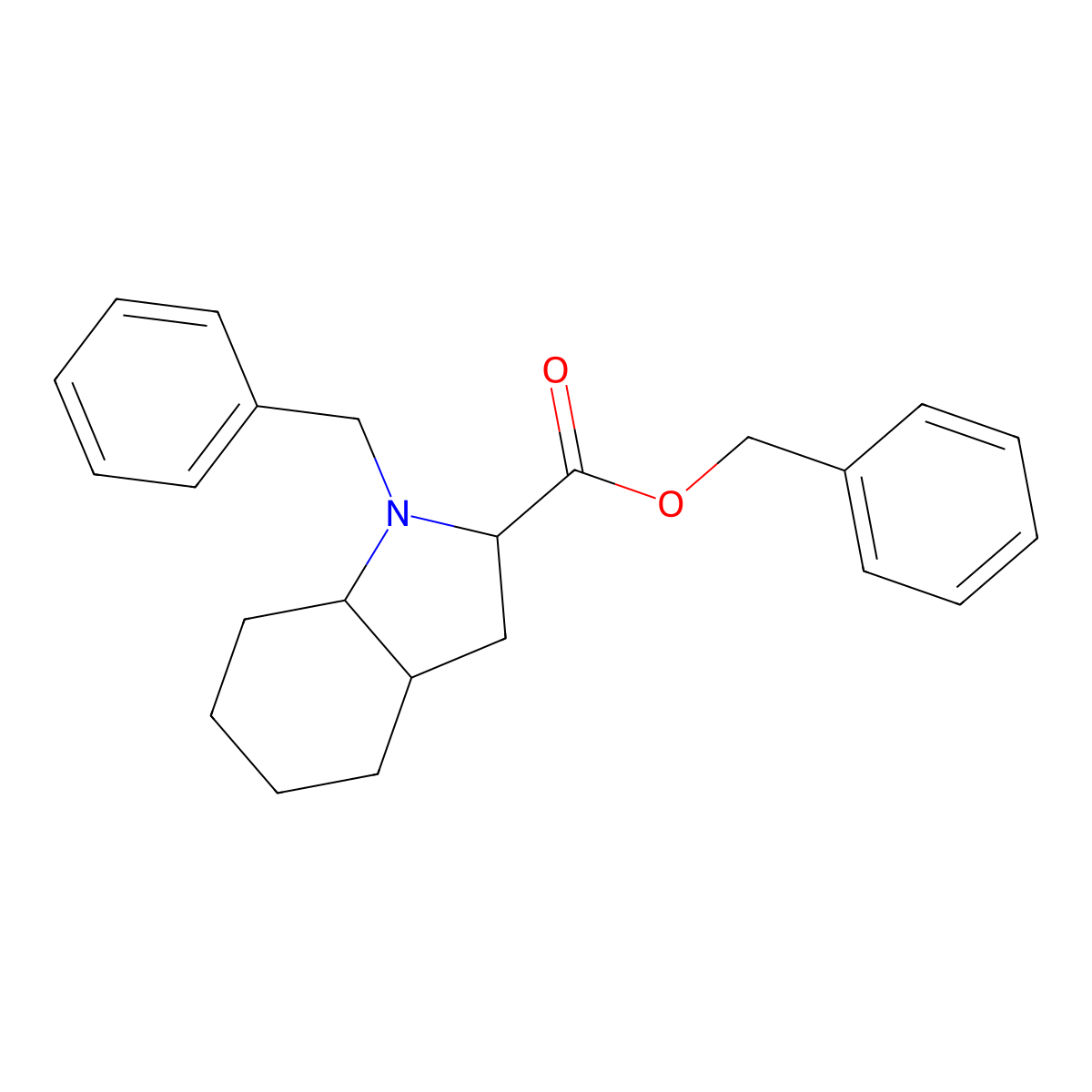 1H-Indole-2-carboxylic acid, octahydro-1-(phenylmethyl)-, phenylmethyl ester, (2S,3AS,7AS)- molecular structure, CAS 2423944-01-6