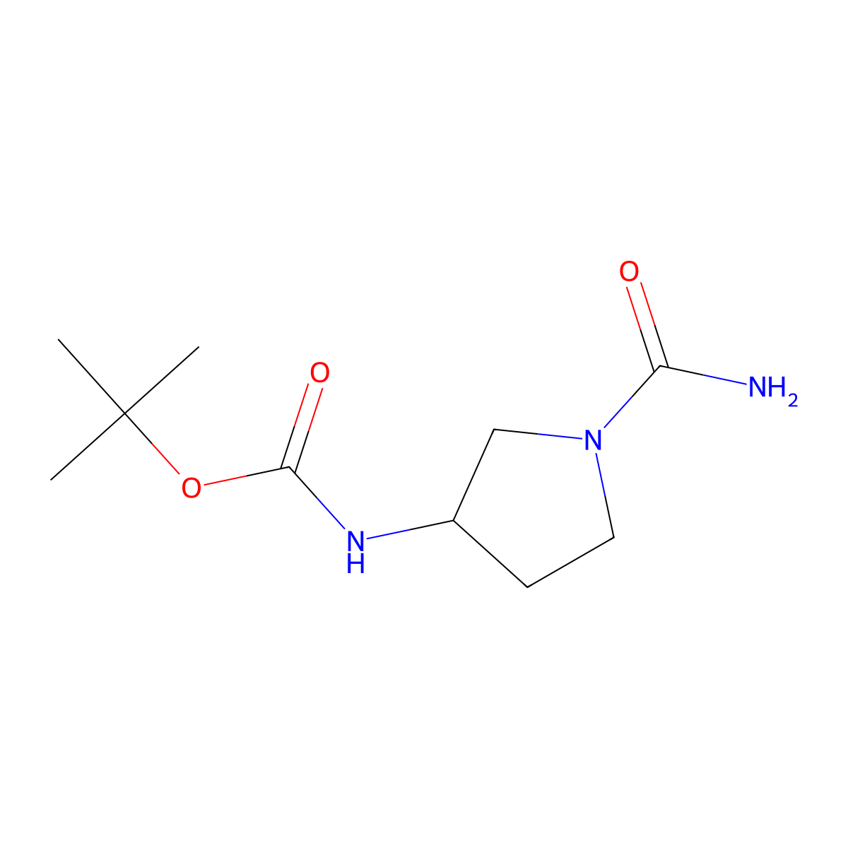 tert-butyl N-[(3R)-1-carbamoylpyrrolidin-3-yl]carbamate molecular structure, CAS 2423995-24-6