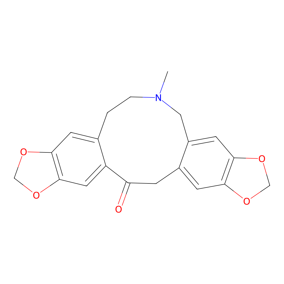 5,7,8,15-Tetrahydro-6-methylbis(1,3)benzodioxolo(5,6-c:5',6'-g)azecin-14(6H)-one molecular structure, CAS 24240-05-9
