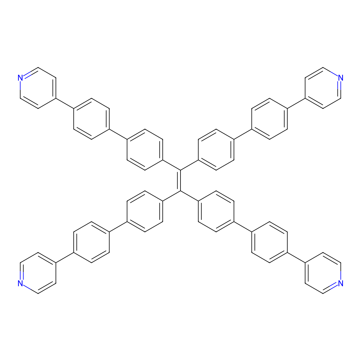 1,1,2,2-Tetrakis(4'-(pyridin-4-yl)-[1,1'-biphenyl]-4-yl)ethene molecular structure, CAS 2424054-03-3