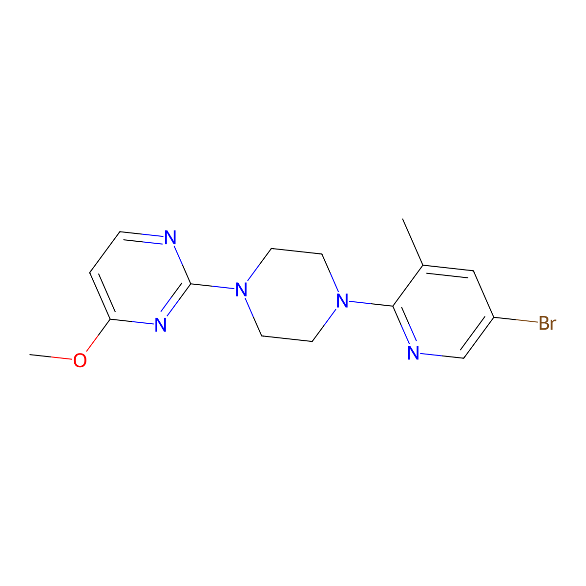 2-[4-(5-Bromo-3-methylpyridin-2-yl)piperazin-1-yl]-4-methoxypyrimidine molecular structure, CAS 2424223-33-4