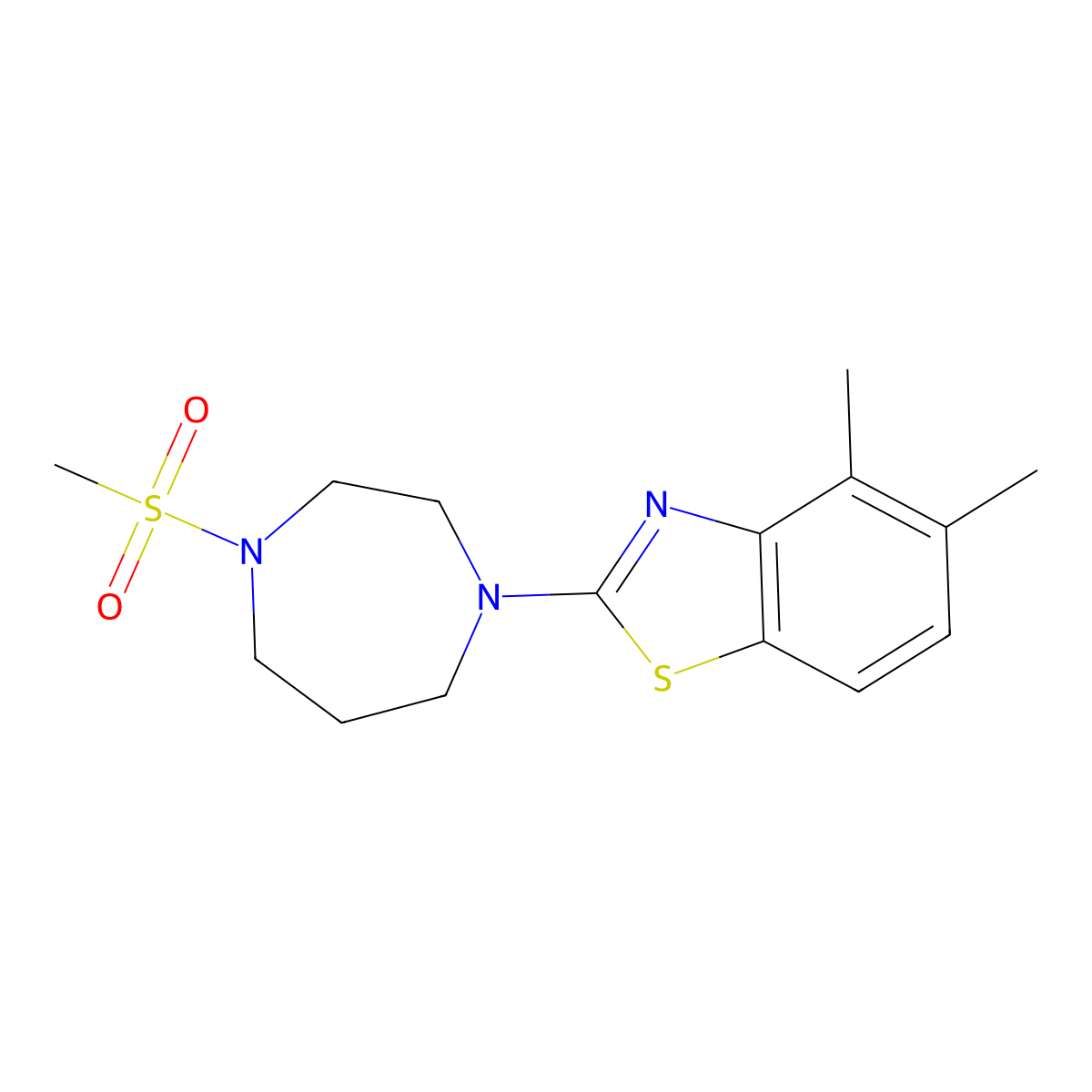 2-(4-Methanesulfonyl-1,4-diazepan-1-yl)-4,5-dimethyl-1,3-benzothiazole molecular structure, CAS 2424498-76-8