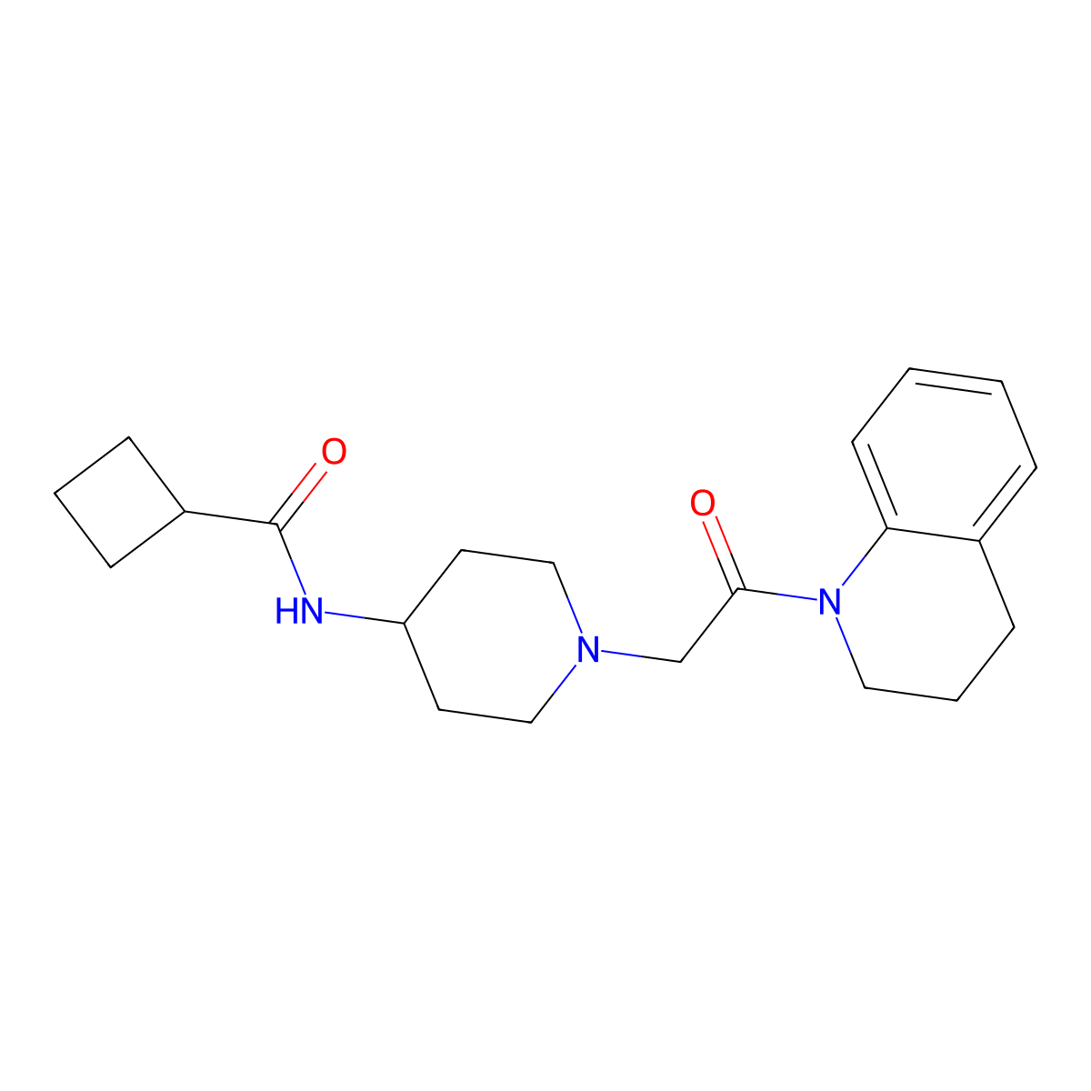 N-{1-[2-oxo-2-(1,2,3,4-tetrahydroquinolin-1-yl)ethyl]piperidin-4-yl}cyclobutanecarboxamide molecular structure, CAS 2424533-68-4