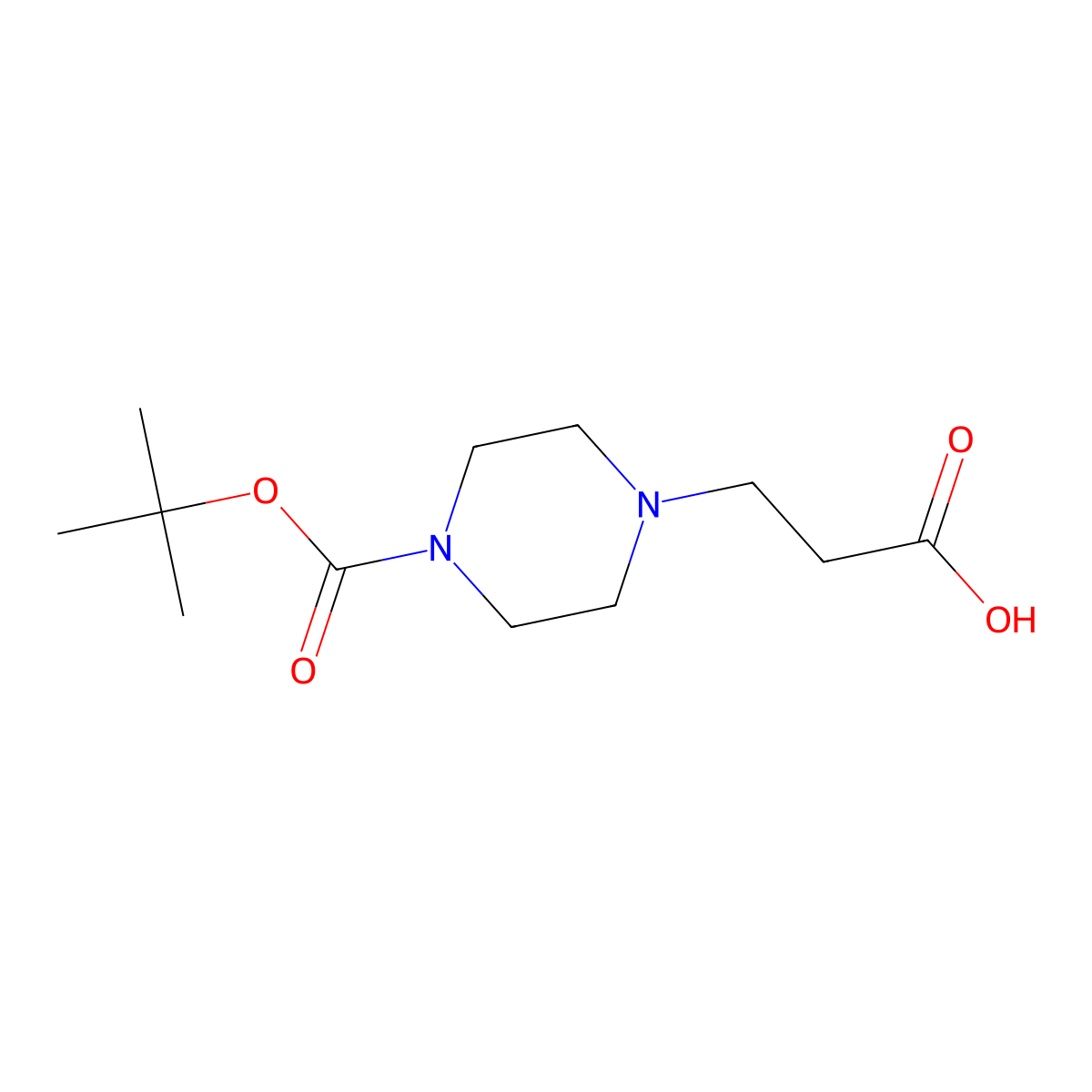 3-(4-(tert-Butoxycarbonyl)piperazin-1-yl)propanoic acid molecular structure, CAS 242459-97-8