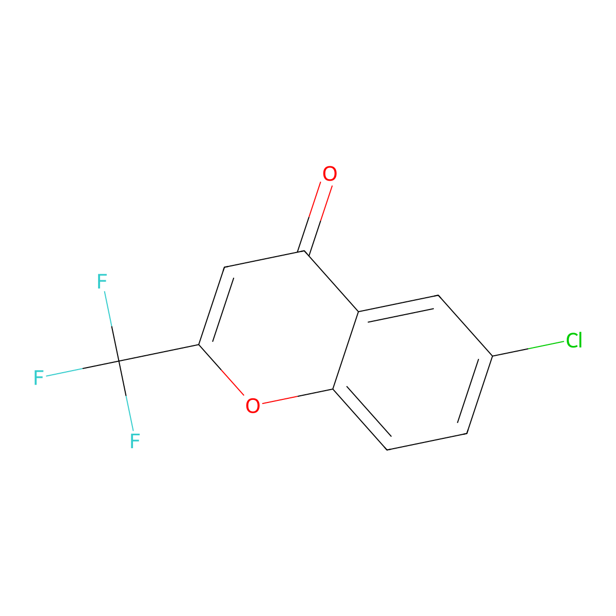 4H-1-Benzopyran-4-one, 6-chloro-2-(trifluoromethyl)- molecular structure, CAS 242460-35-1