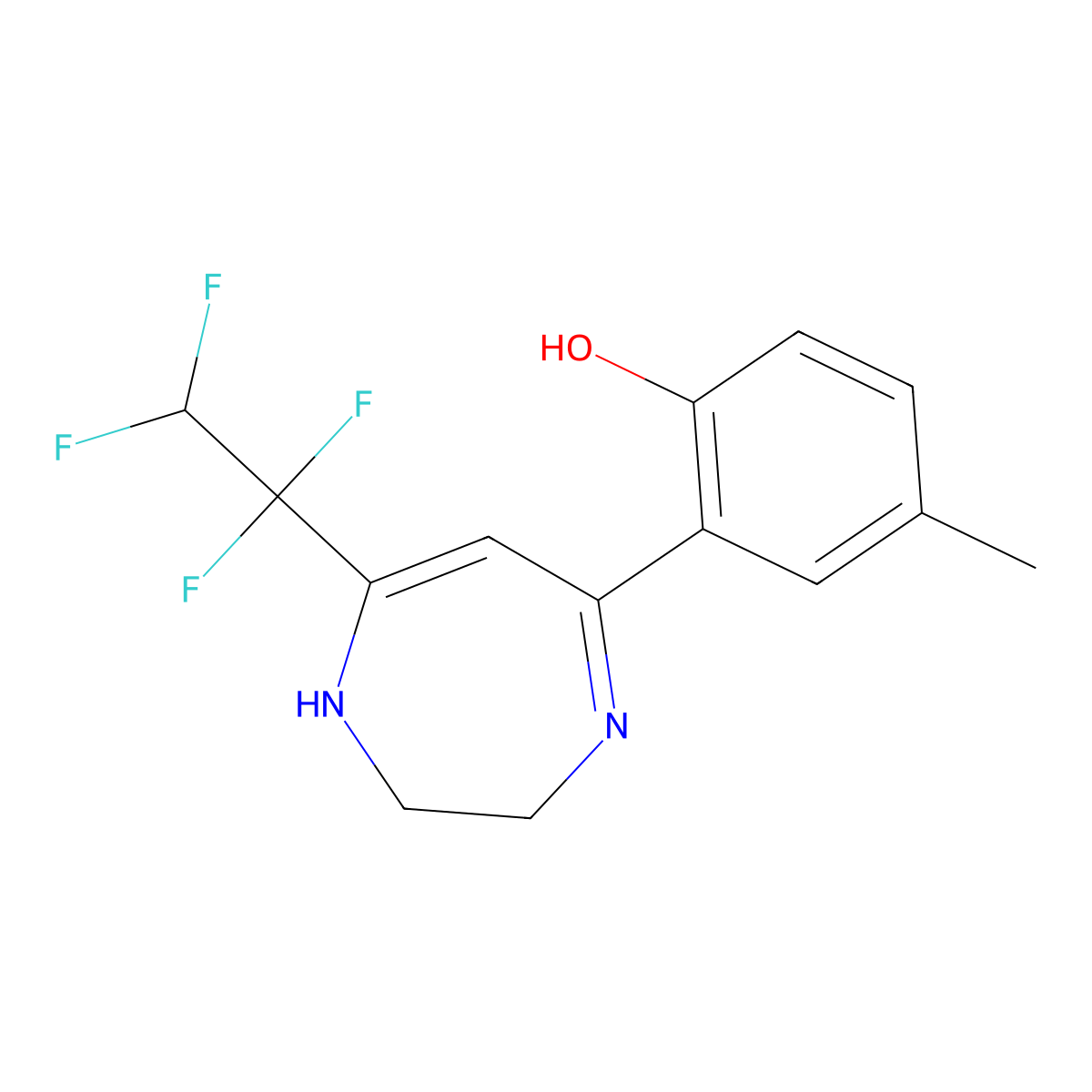 4-methyl-2-[7-(1,1,2,2-tetrafluoroethyl)-2,3-dihydro-1H-1,4-diazepin-5-yl]phenol molecular structure, CAS 242460-42-0