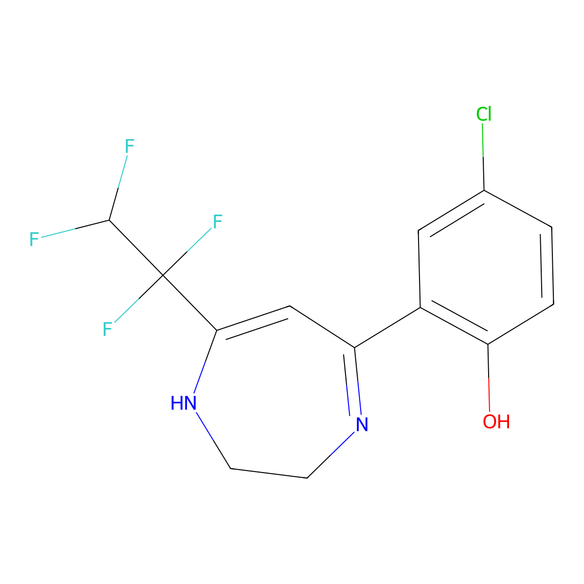 4-Chloro-2-[7-(1,1,2,2-tetrafluoroethyl)-2,3-dihydro-1H-1,4-diazepin-5-yl]phenol molecular structure, CAS 242460-44-2