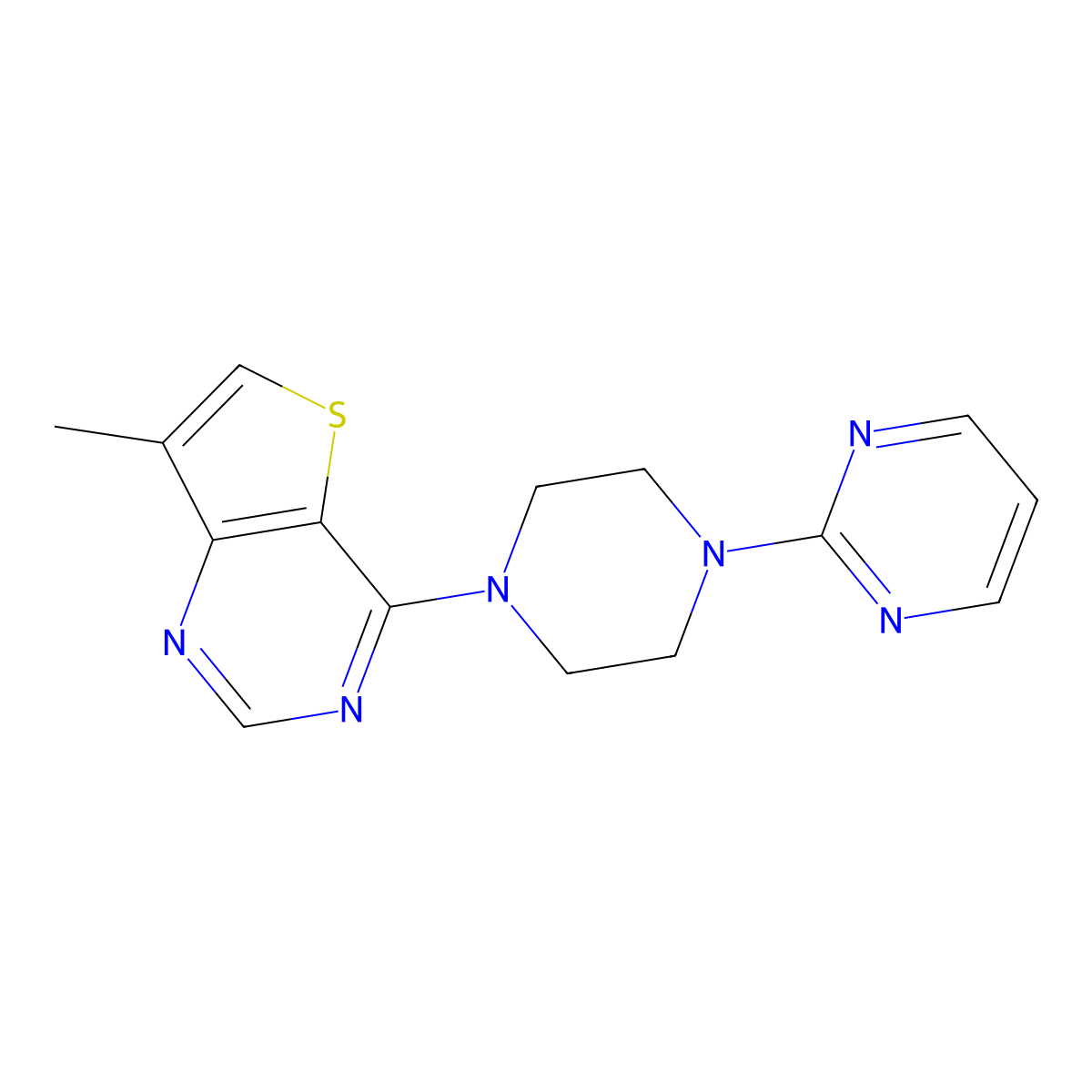 2-(4-{7-Methylthieno[3,2-d]pyrimidin-4-yl}piperazin-1-yl)pyrimidine molecular structure, CAS 2424632-50-6