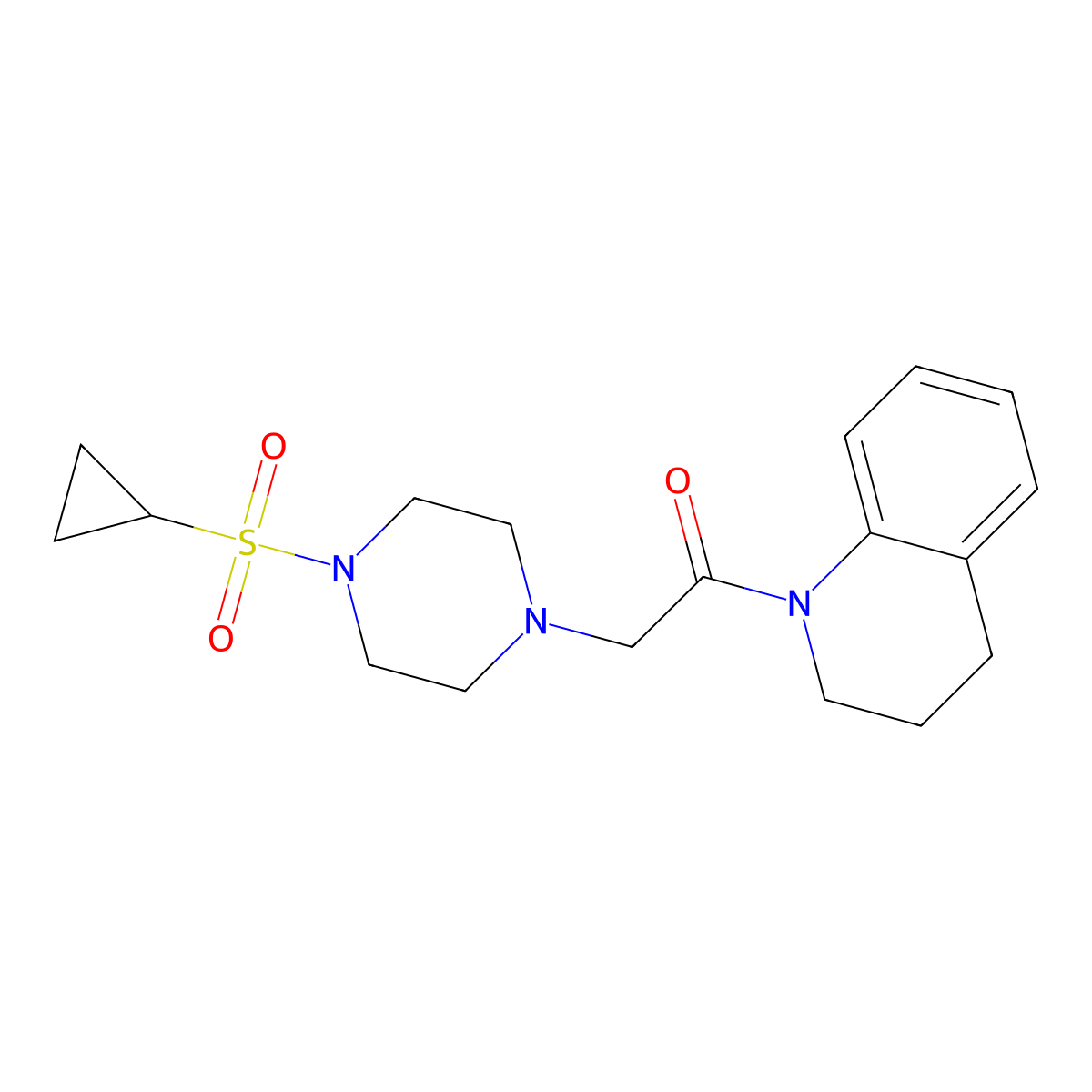 2-[4-(Cyclopropanesulfonyl)piperazin-1-yl]-1-(1,2,3,4-tetrahydroquinolin-1-yl)ethan-1-one molecular structure, CAS 2424643-67-2