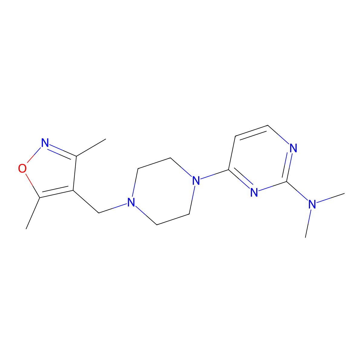 4-{4-[(3,5-dimethyl-1,2-oxazol-4-yl)methyl]piperazin-1-yl}-N,N-dimethylpyrimidin-2-amine molecular structure, CAS 2424677-50-7