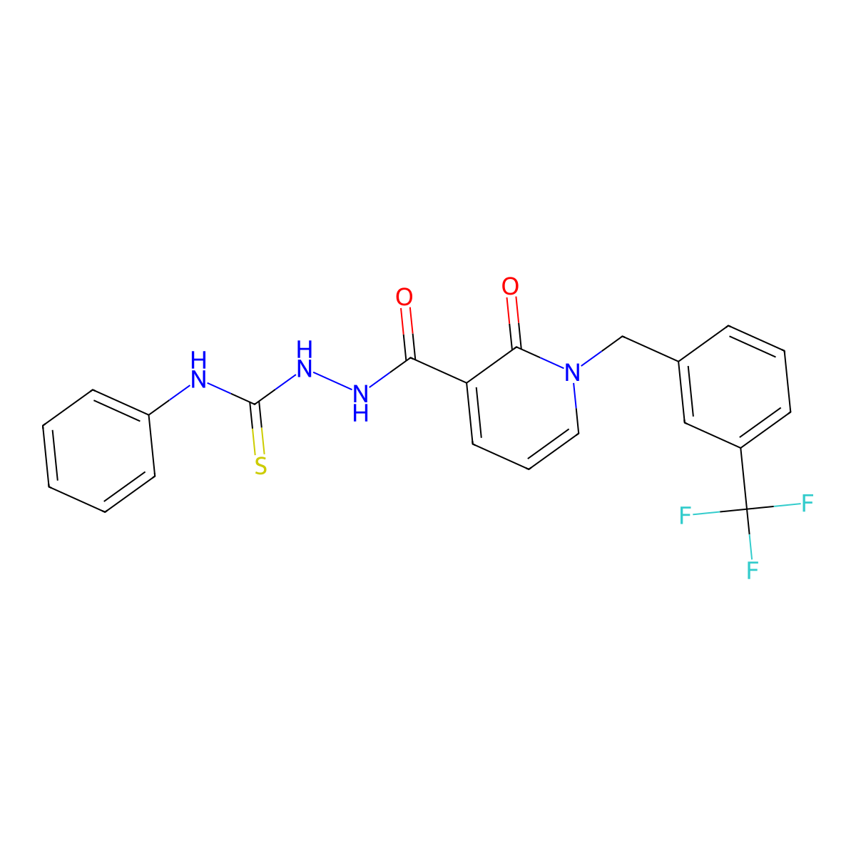 2-({2-oxo-1-[3-(trifluoromethyl)benzyl]-1,2-dihydro-3-pyridinyl}carbonyl)-N-phenyl-1-hydrazinecarbothioamide molecular structure, CAS 242471-87-0