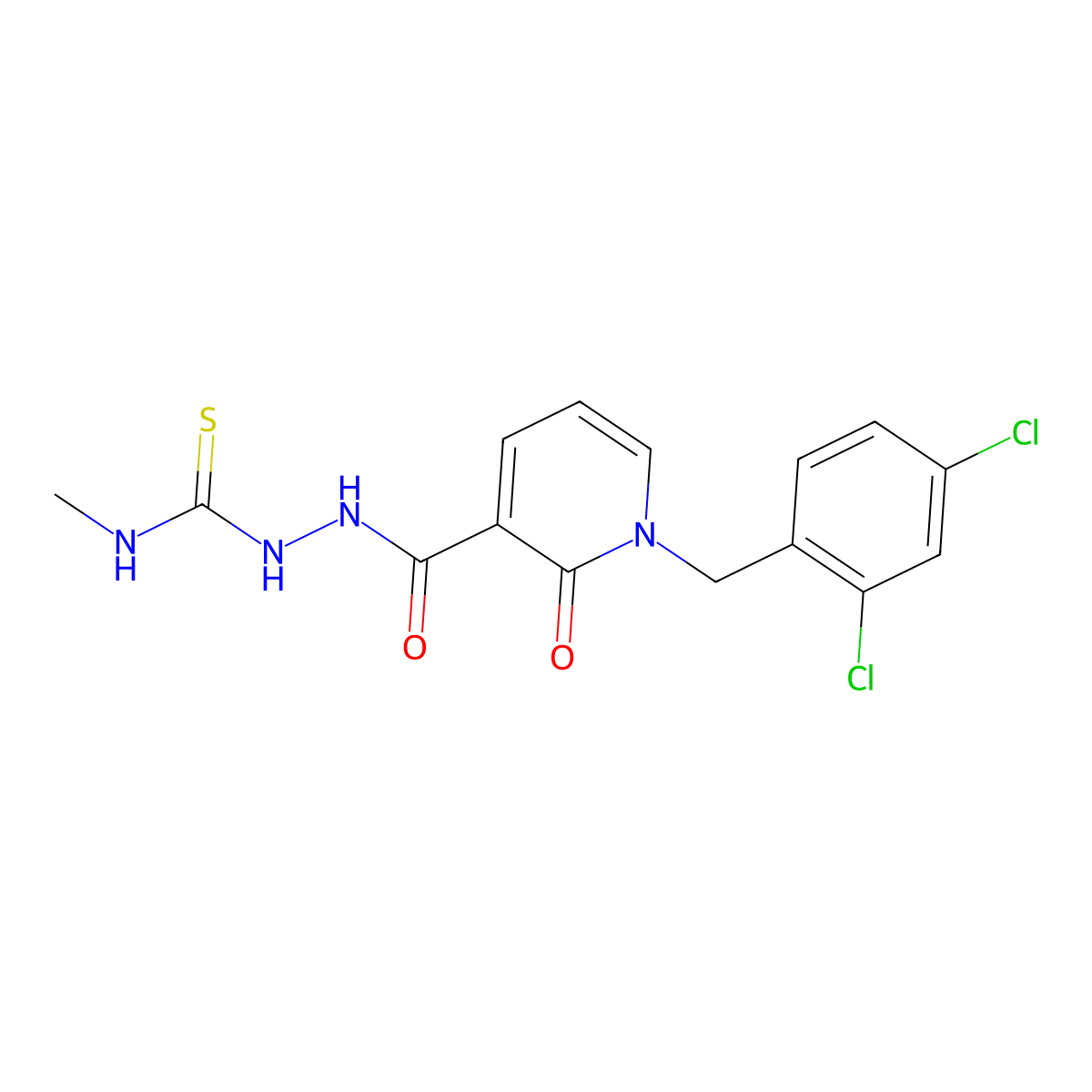2-{[1-(2,4-dichlorobenzyl)-2-oxo-1,2-dihydro-3-pyridinyl]carbonyl}-N-methyl-1-hydrazinecarbothioamide molecular structure, CAS 242471-88-1