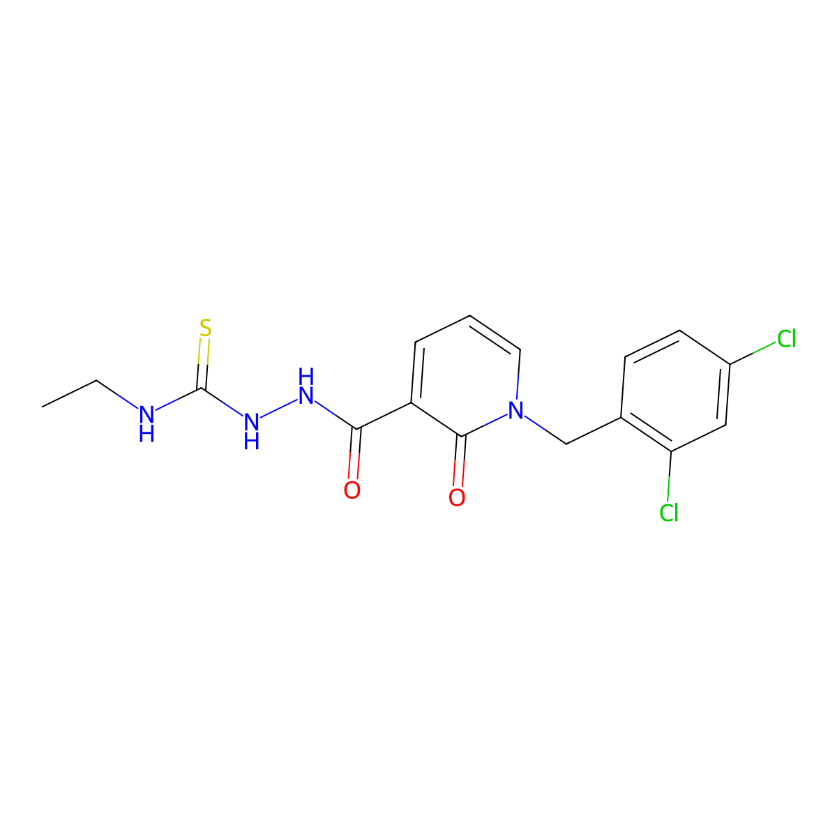 2-{[1-(2,4-dichlorobenzyl)-2-oxo-1,2-dihydro-3-pyridinyl]carbonyl}-N-ethyl-1-hydrazinecarbothioamide molecular structure, CAS 242471-89-2