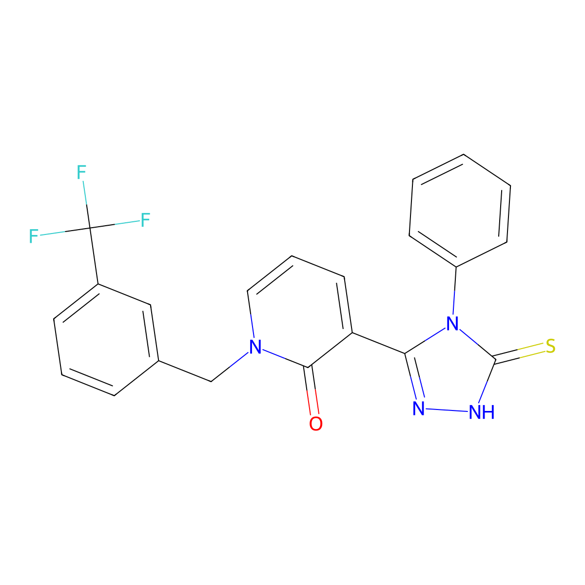 3-(4-phenyl-5-sulfanyl-4H-1,2,4-triazol-3-yl)-1-[3-(trifluoromethyl)benzyl]-2(1H)-pyridinone molecular structure, CAS 242471-90-5