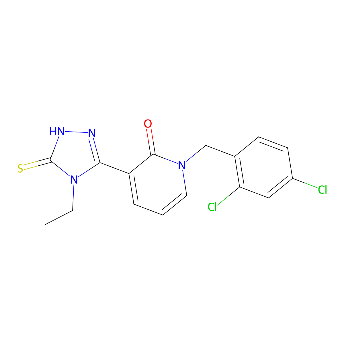1-(2,4-dichlorobenzyl)-3-(4-ethyl-5-sulfanyl-4H-1,2,4-triazol-3-yl)-2(1H)-pyridinone molecular structure, CAS 242471-92-7