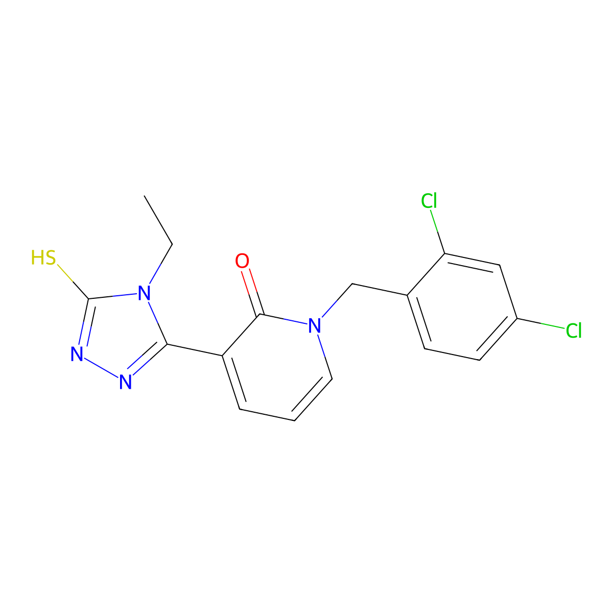 1-(2,4-dichlorobenzyl)-3-(4-ethyl-5-sulfanyl-4H-1,2,4-triazol-3-yl)-2(1H)-pyridinone molecular structure, CAS 242471-92-7