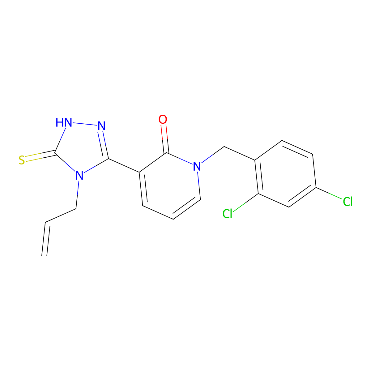 3-(4-allyl-5-sulfanyl-4H-1,2,4-triazol-3-yl)-1-(2,4-dichlorobenzyl)-2(1H)-pyridinone molecular structure, CAS 242471-94-9