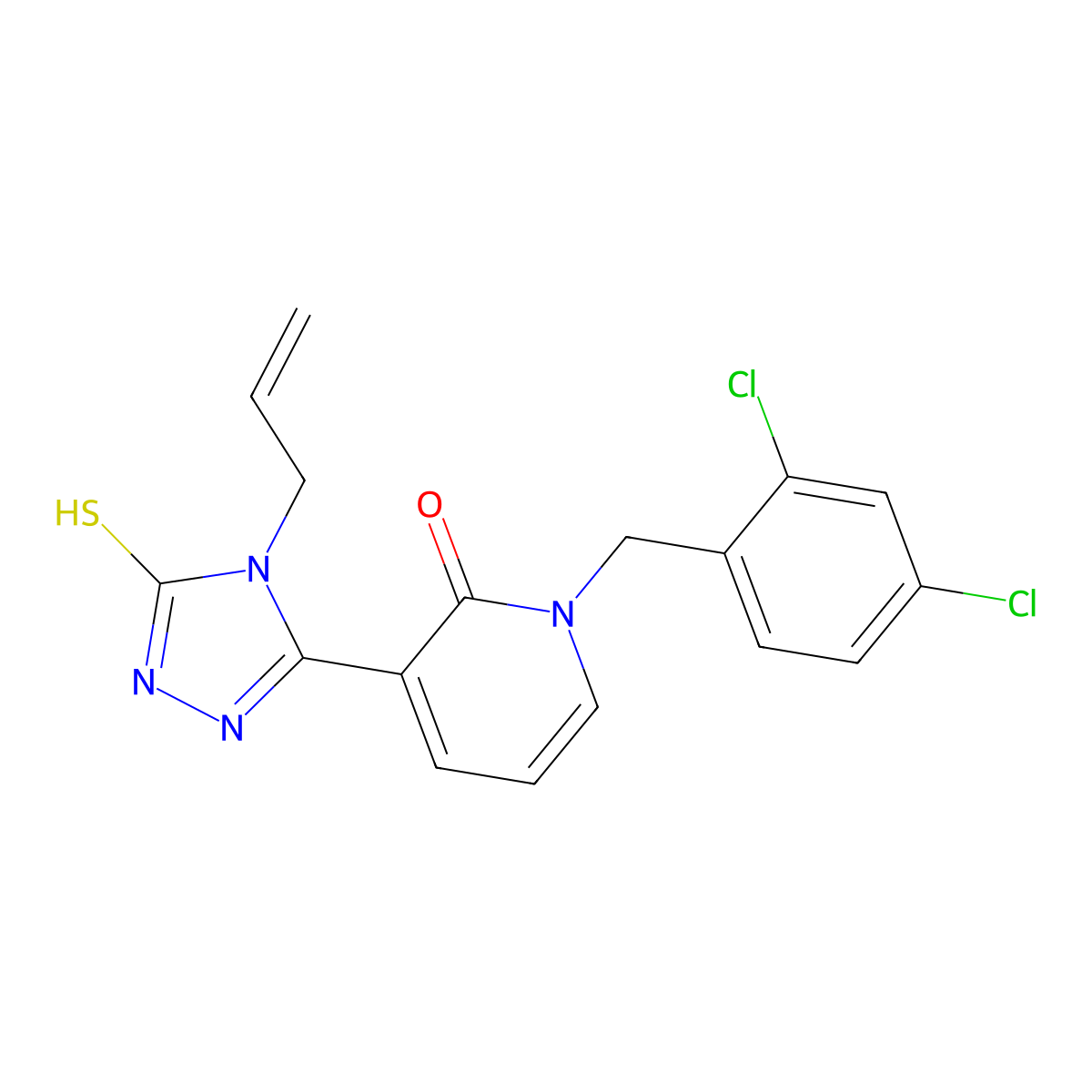 3-(4-allyl-5-sulfanyl-4H-1,2,4-triazol-3-yl)-1-(2,4-dichlorobenzyl)-2(1H)-pyridinone molecular structure, CAS 242471-94-9