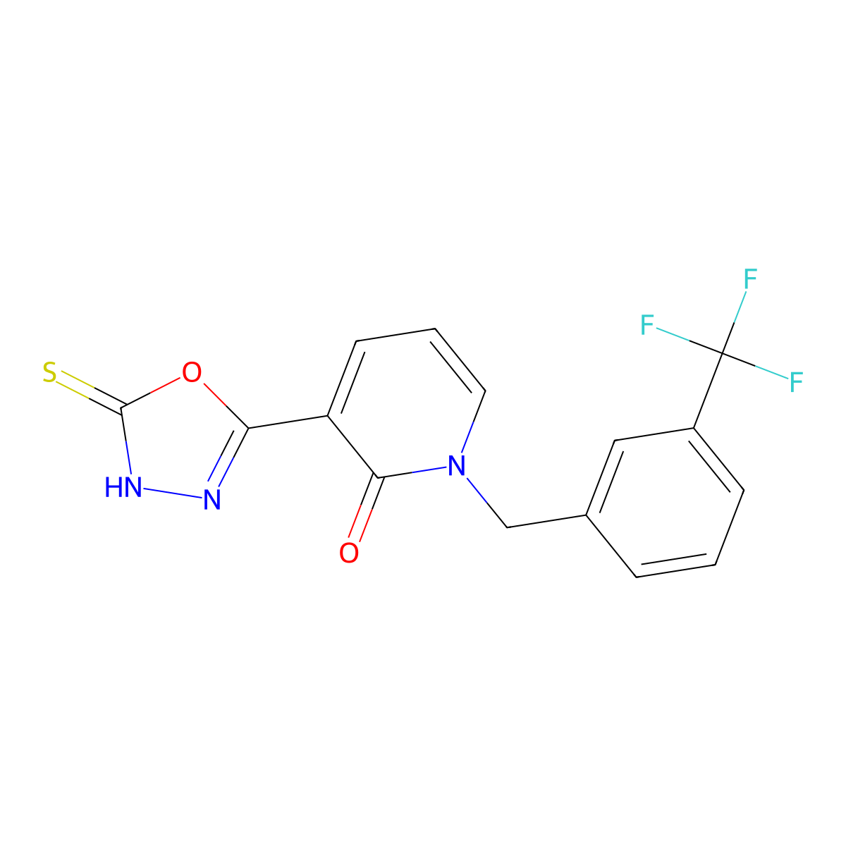 3-(5-sulfanyl-1,3,4-oxadiazol-2-yl)-1-[3-(trifluoromethyl)benzyl]-2(1H)-pyridinone molecular structure, CAS 242471-95-0