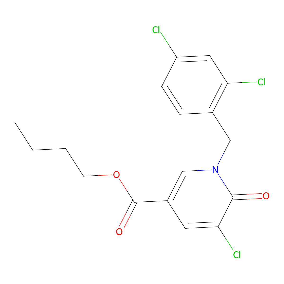 Butyl 5-chloro-1-(2,4-dichlorobenzyl)-6-oxo-1,6-dihydro-3-pyridinecarboxylate molecular structure, CAS 242471-97-2