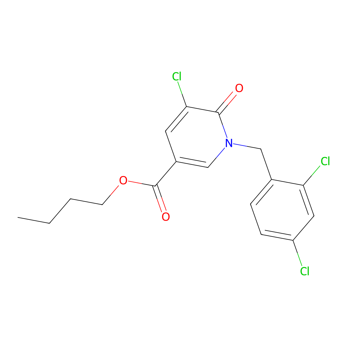 Butyl 5-chloro-1-(2,4-dichlorobenzyl)-6-oxo-1,6-dihydro-3-pyridinecarboxylate molecular structure, CAS 242471-97-2