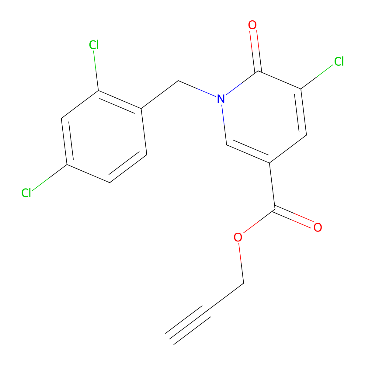 2-Propynyl 5-chloro-1-(2,4-dichlorobenzyl)-6-oxo-1,6-dihydro-3-pyridinecarboxylate molecular structure, CAS 242471-98-3