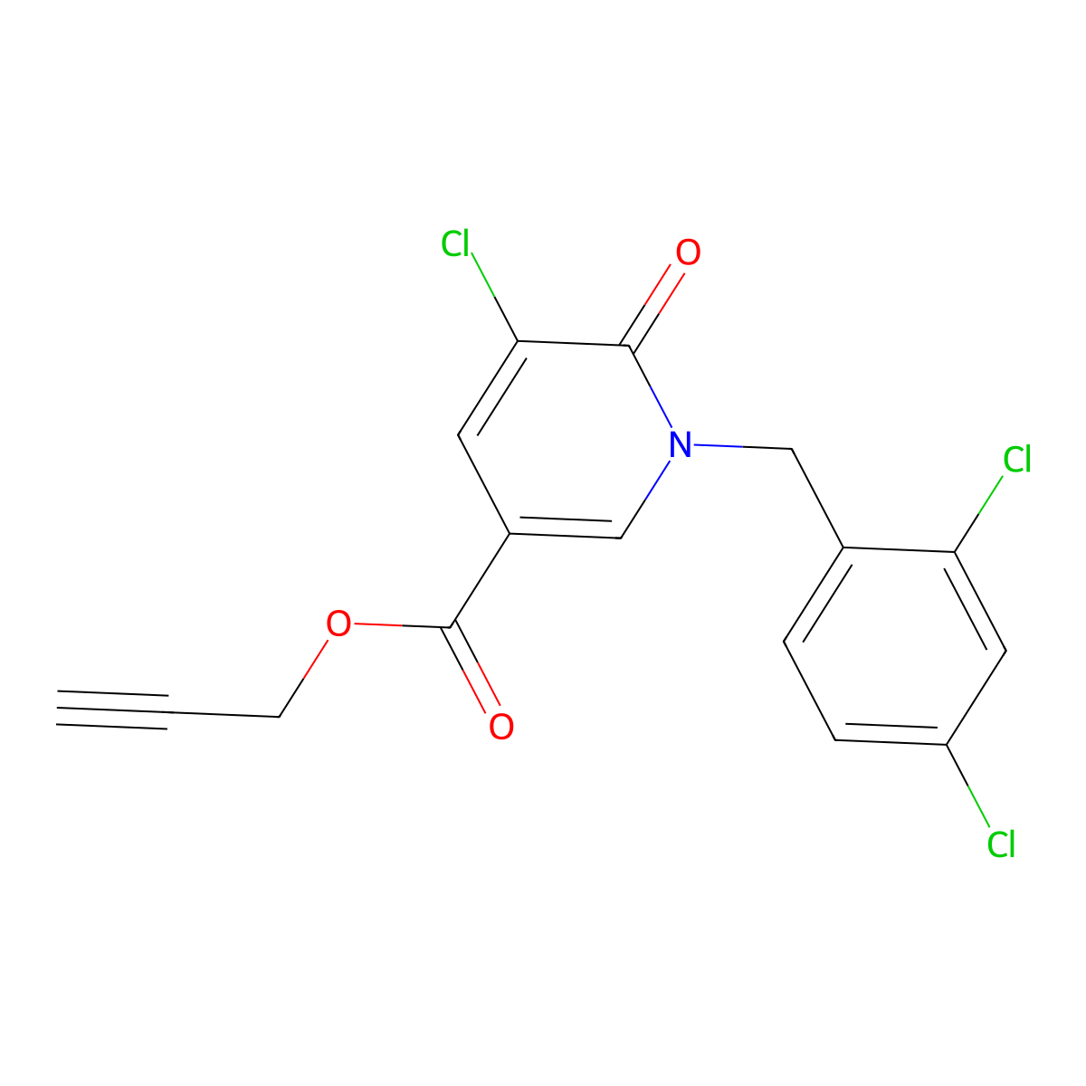 2-Propynyl 5-chloro-1-(2,4-dichlorobenzyl)-6-oxo-1,6-dihydro-3-pyridinecarboxylate molecular structure, CAS 242471-98-3