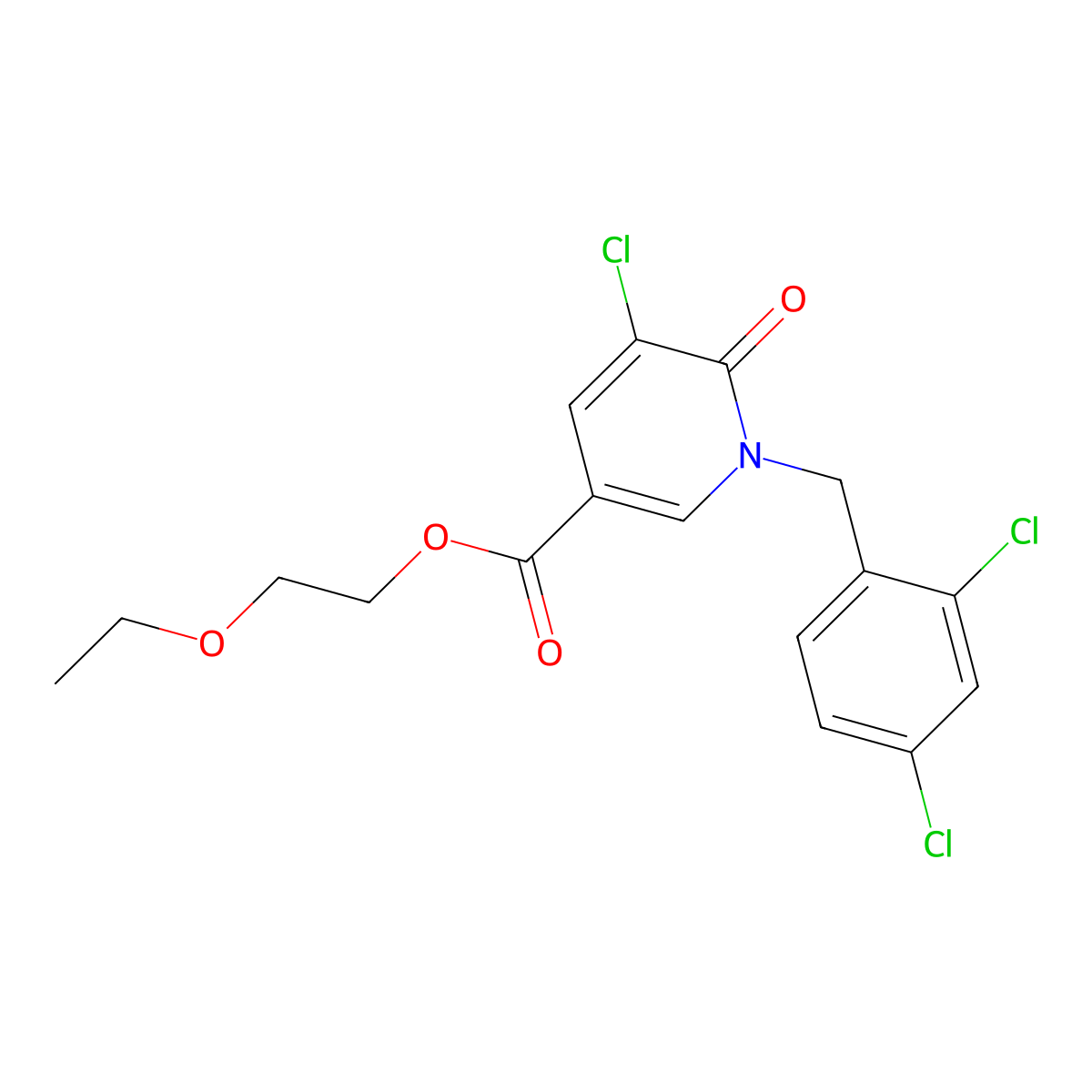 2-Ethoxyethyl 5-chloro-1-[(2,4-dichlorophenyl)methyl]-1,6-dihydro-6-oxo-3-pyridinecarboxylate molecular structure, CAS 242471-99-4