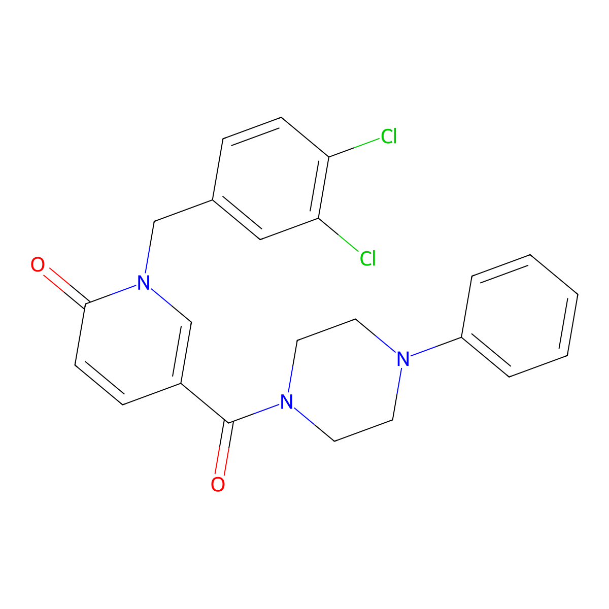 1-(3,4-dichlorobenzyl)-5-[(4-phenylpiperazino)carbonyl]-2(1H)-pyridinone molecular structure, CAS 242472-02-2