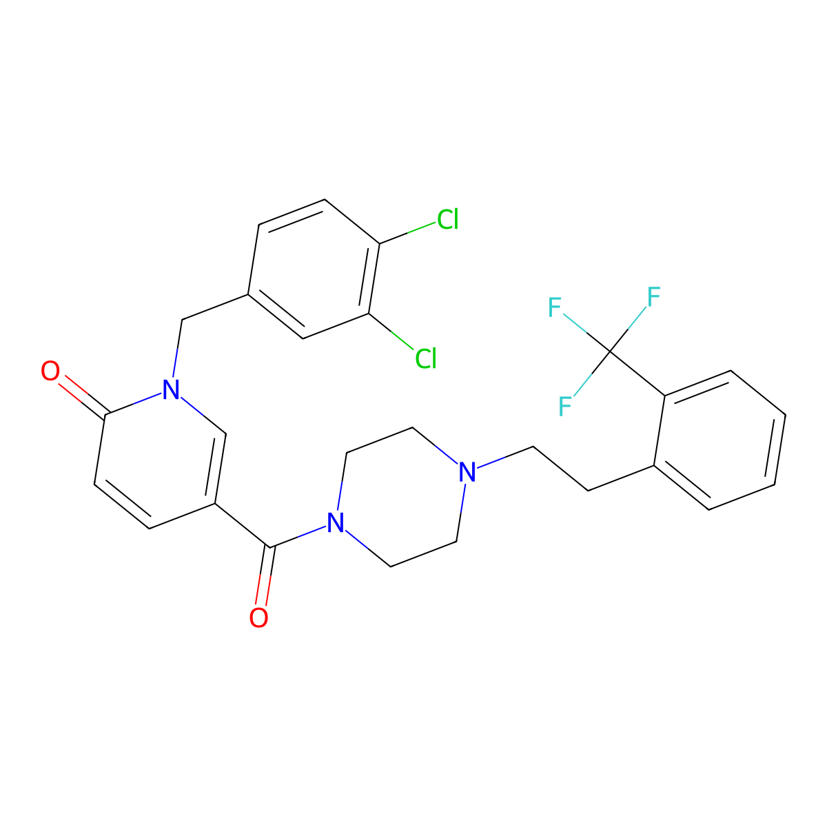 1-(3,4-dichlorobenzyl)-5-({4-[2-(trifluoromethyl)phenethyl]piperazino}carbonyl)-2(1H)-pyridinone molecular structure, CAS 242472-04-4