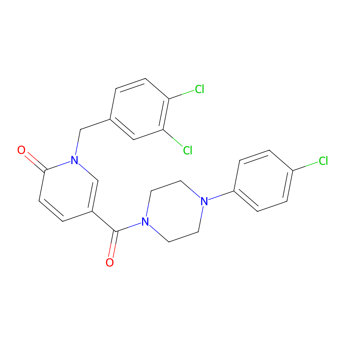 5-{[4-(4-chlorophenyl)piperazino]carbonyl}-1-(3,4-dichlorobenzyl)-2(1H)-pyridinone molecular structure, CAS 242472-05-5