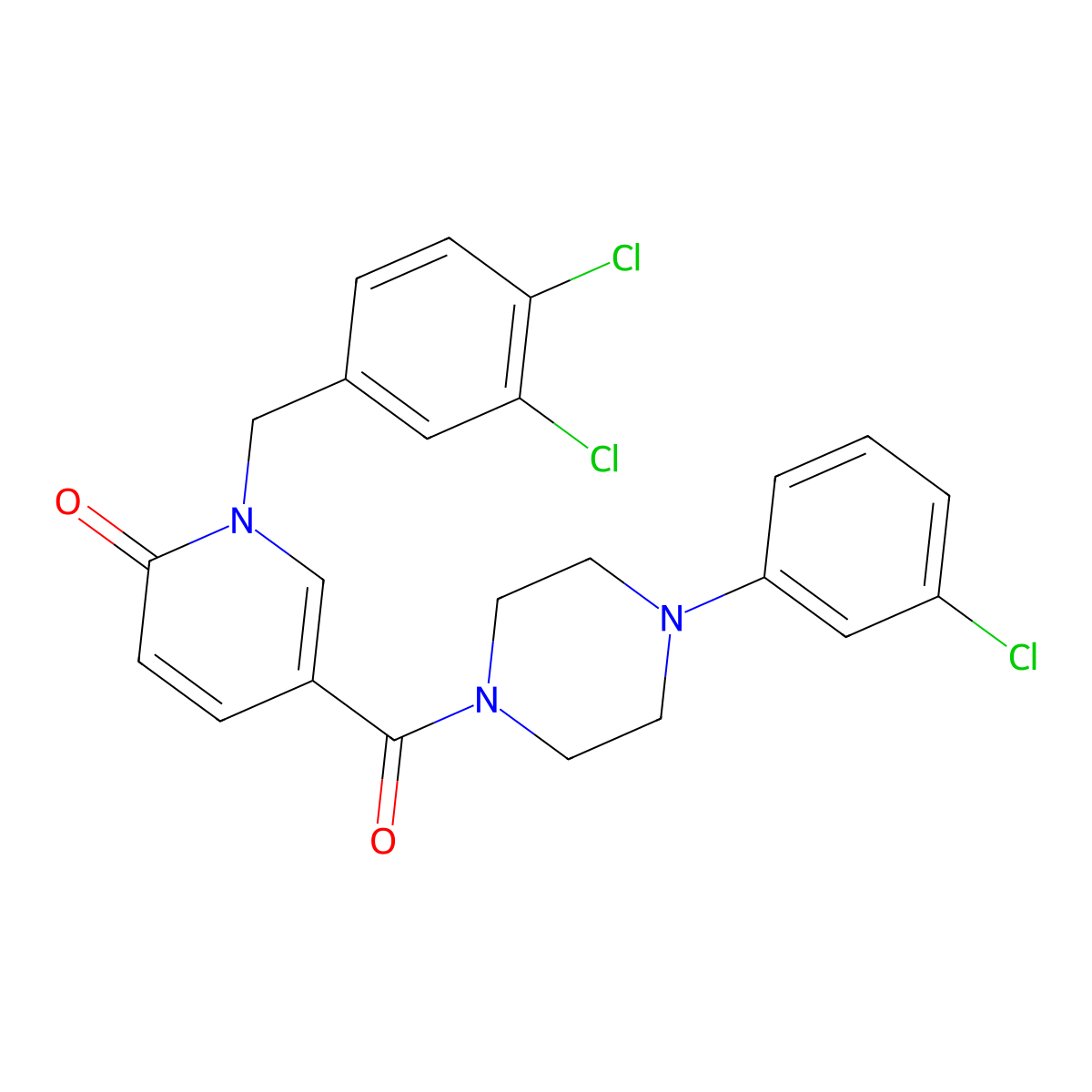 5-[4-(3-Chlorophenyl)piperazine-1-carbonyl]-1-[(3,4-dichlorophenyl)methyl]pyridin-2-one molecular structure, CAS 242472-06-6