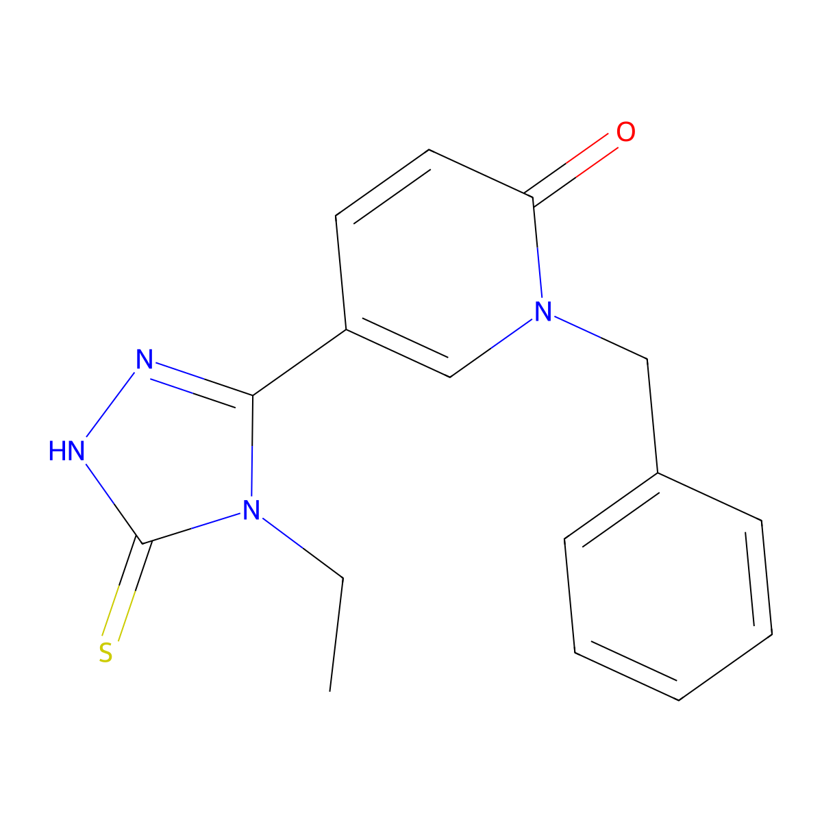 1-benzyl-5-(4-ethyl-5-sulfanyl-4H-1,2,4-triazol-3-yl)-2(1H)-pyridinone molecular structure, CAS 242472-12-4