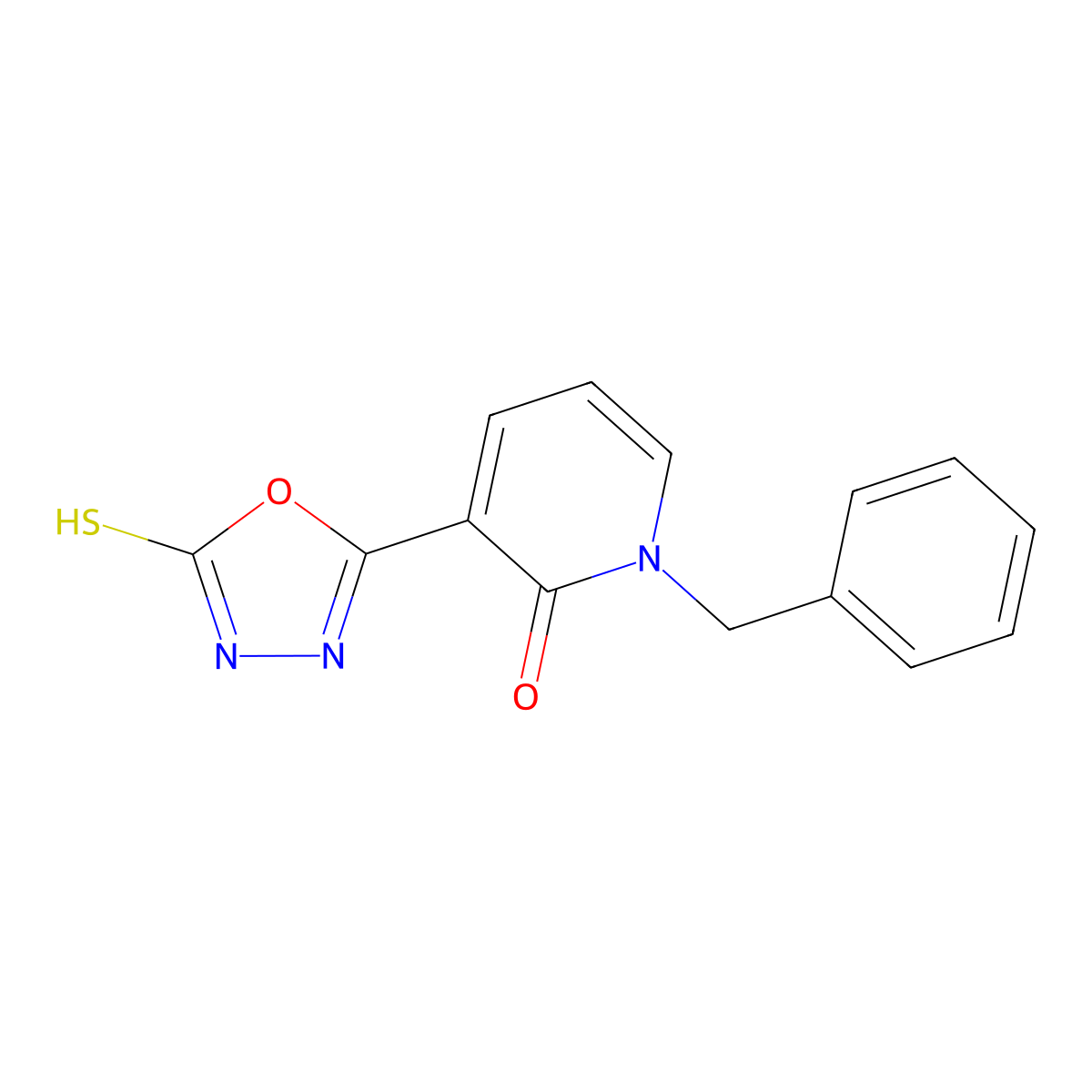 3-(4,5-Dihydro-5-thioxo-1,3,4-oxadiazol-2-yl)-1-(phenylmethyl)-2(1H)-pyridinone molecular structure, CAS 242472-16-8