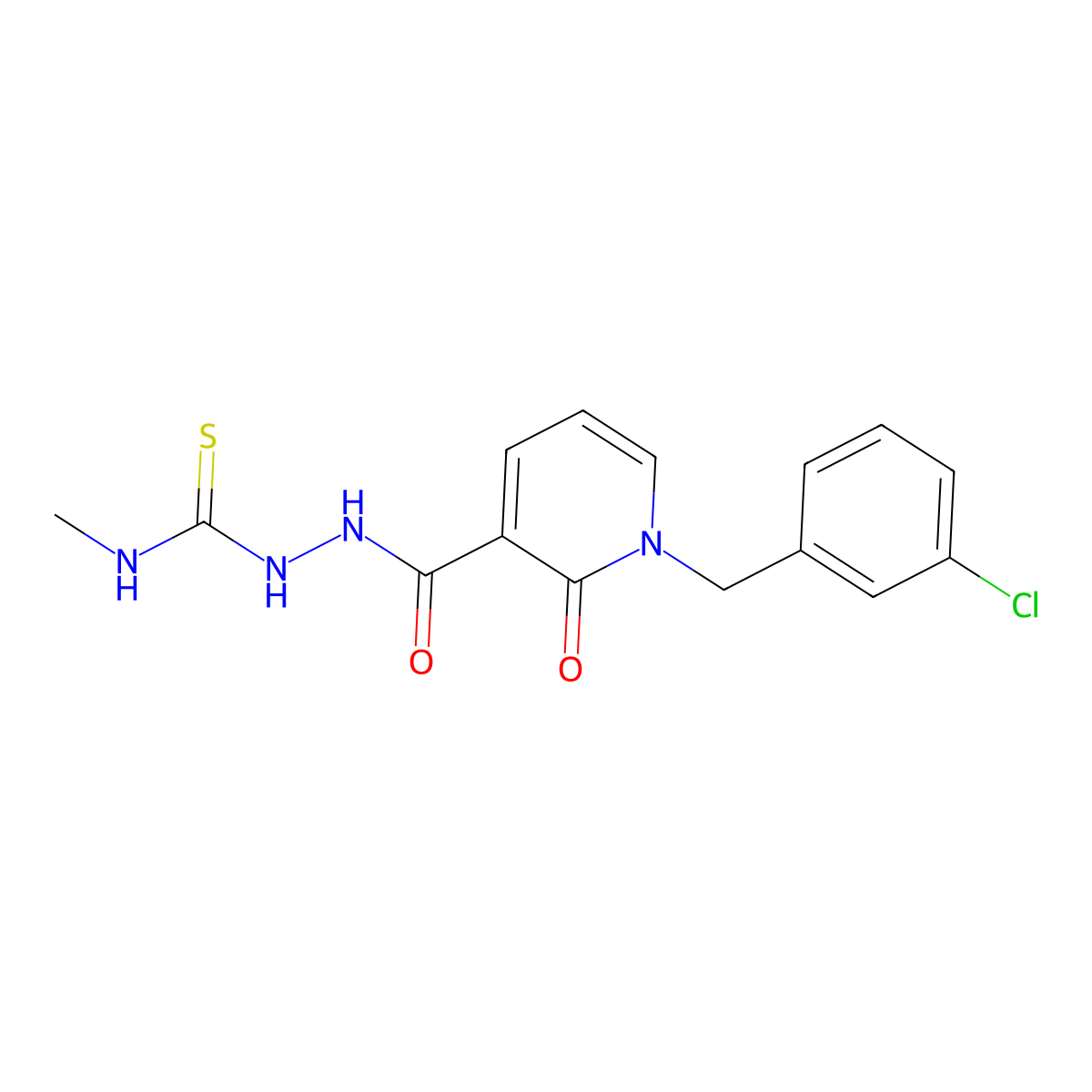 2-{[1-(3-chlorobenzyl)-2-oxo-1,2-dihydro-3-pyridinyl]carbonyl}-N-methyl-1-hydrazinecarbothioamide molecular structure, CAS 242472-25-9