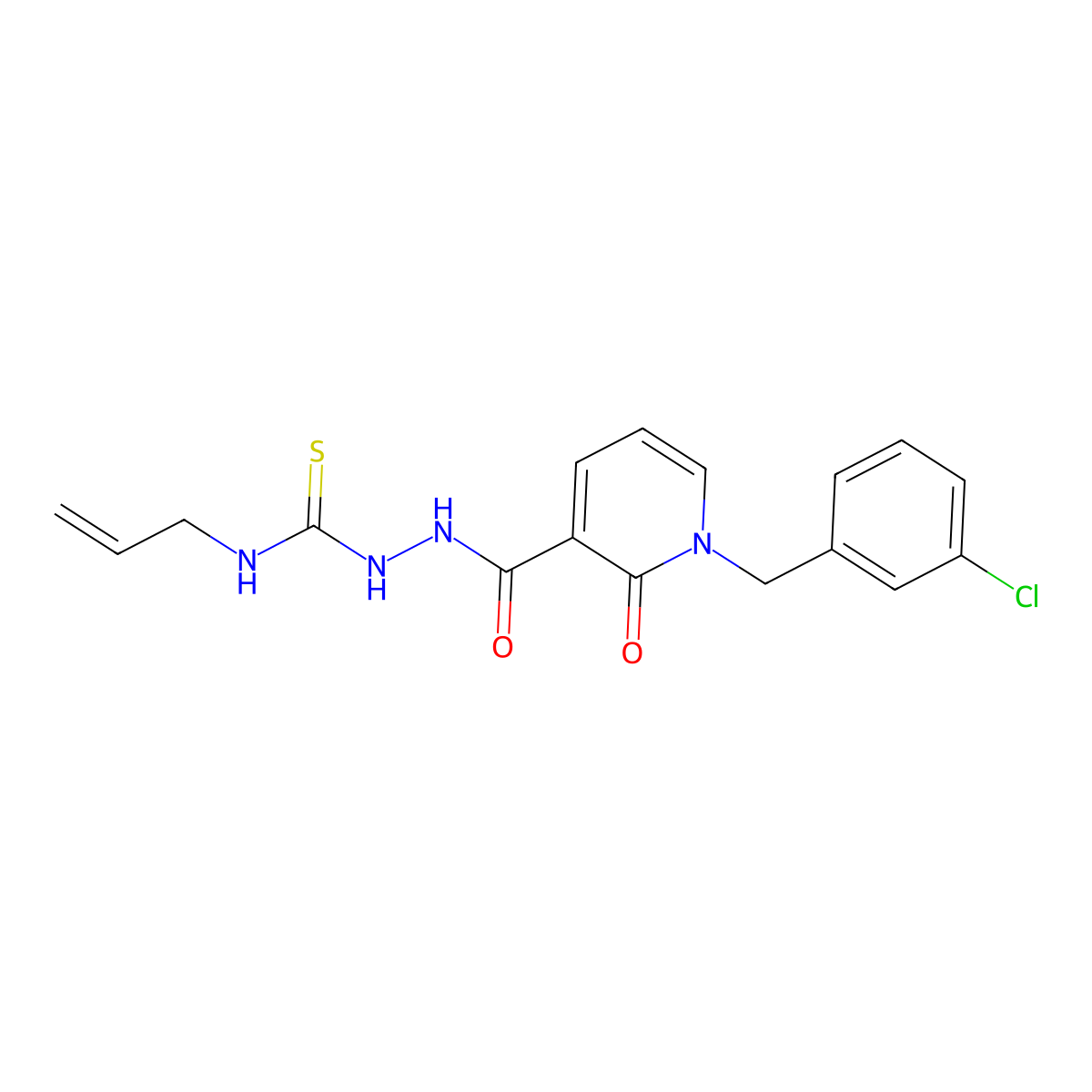 N-allyl-2-{[1-(3-chlorobenzyl)-2-oxo-1,2-dihydro-3-pyridinyl]carbonyl}-1-hydrazinecarbothioamide molecular structure, CAS 242472-26-0