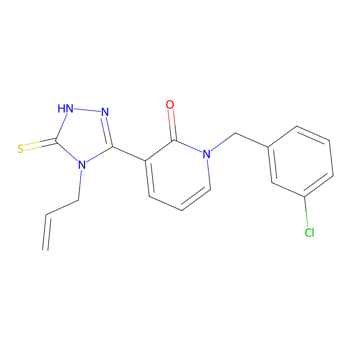 3-(4-allyl-5-sulfanyl-4H-1,2,4-triazol-3-yl)-1-(3-chlorobenzyl)-2(1H)-pyridinone molecular structure, CAS 242472-30-6