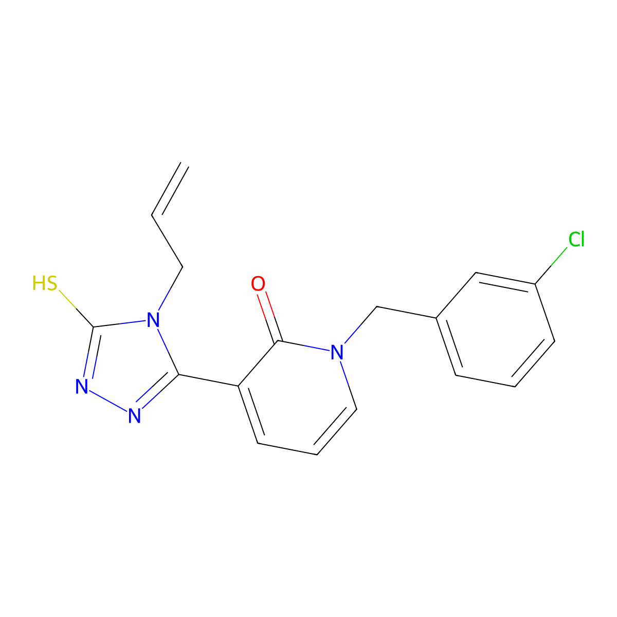 3-(4-allyl-5-sulfanyl-4H-1,2,4-triazol-3-yl)-1-(3-chlorobenzyl)-2(1H)-pyridinone molecular structure, CAS 242472-30-6