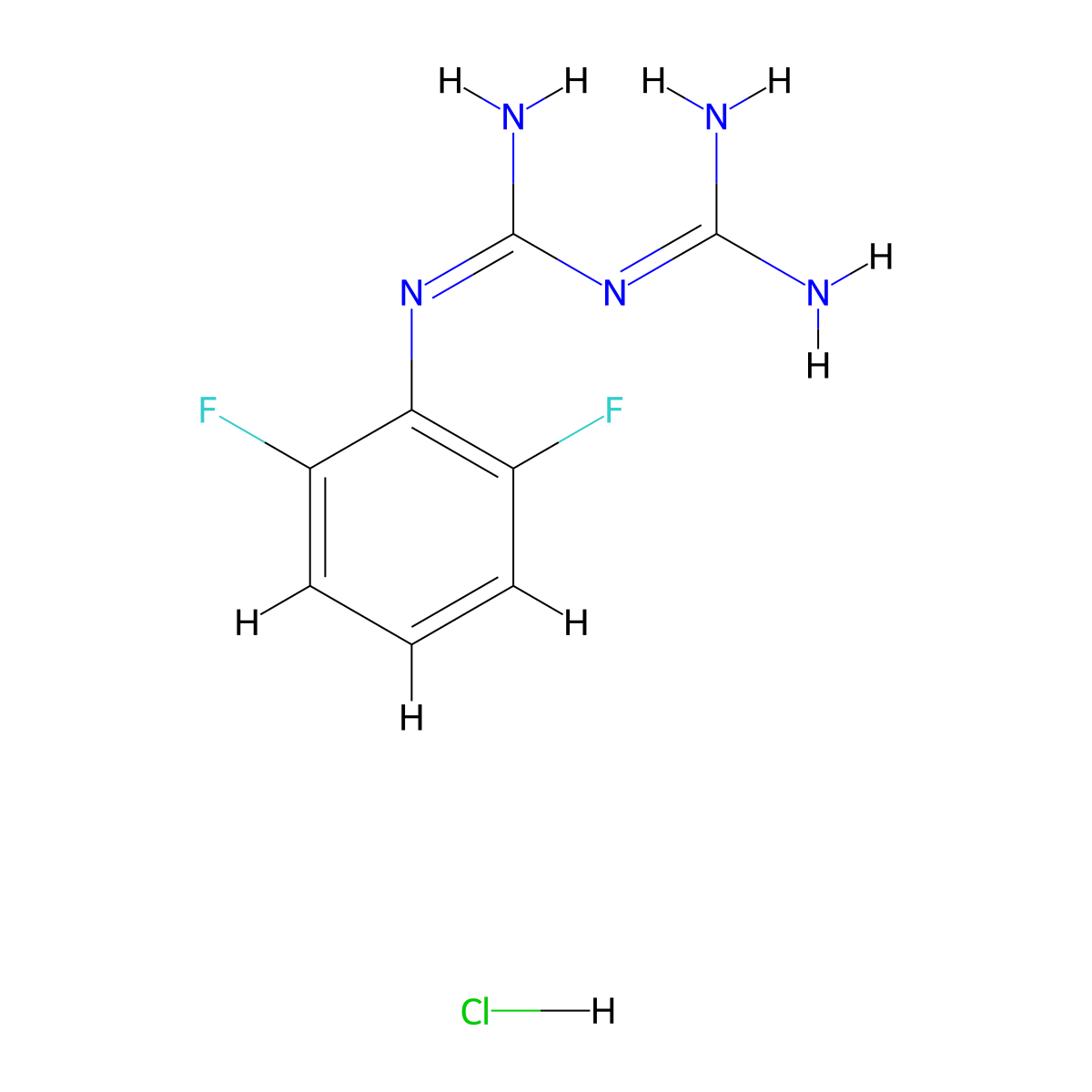 1-carbamimidamido-N-(2,6-difluorophenyl)methanimidamide hydrochloride molecular structure, CAS 242475-27-0