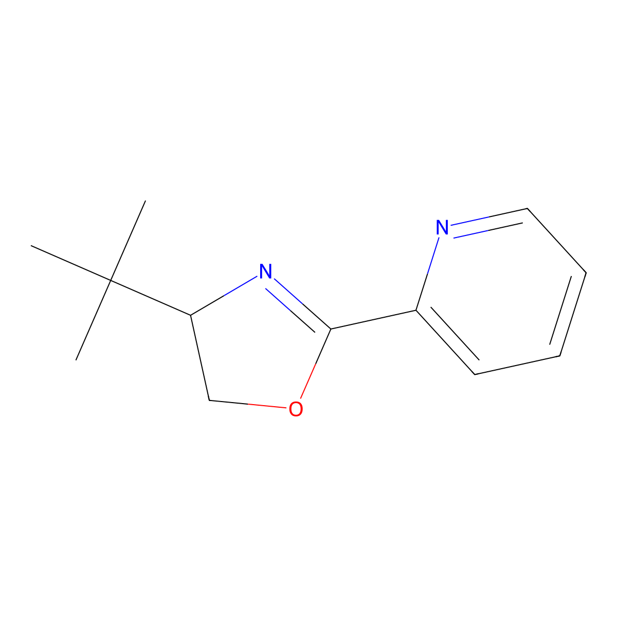 2-[(4R)-4-tert-Butyl-4,5-dihydro-2-oxazolyl]pyridine molecular structure, CAS 242482-28-6