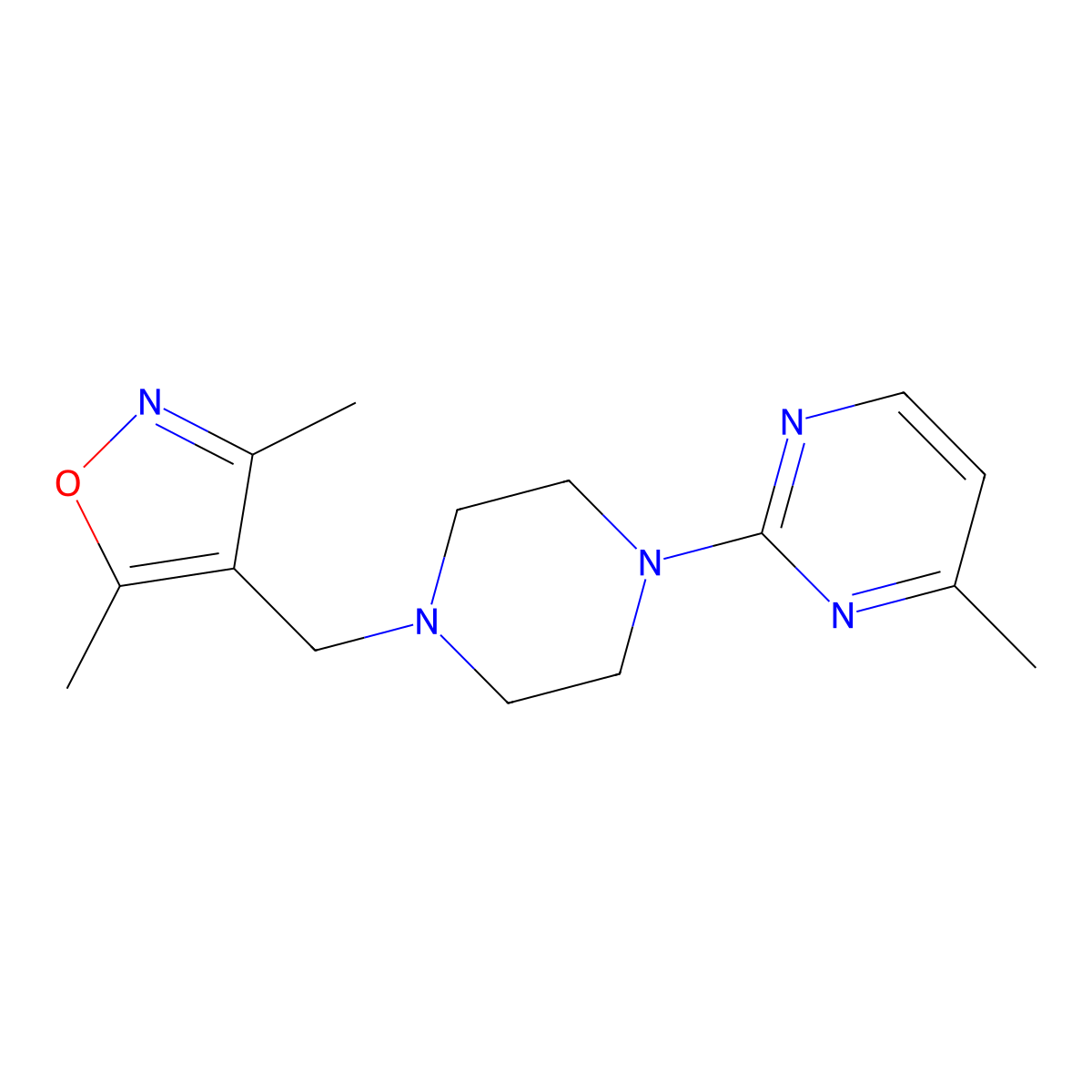 2-{4-[(3,5-Dimethyl-1,2-oxazol-4-yl)methyl]piperazin-1-yl}-4-methylpyrimidine molecular structure, CAS 2425007-21-0