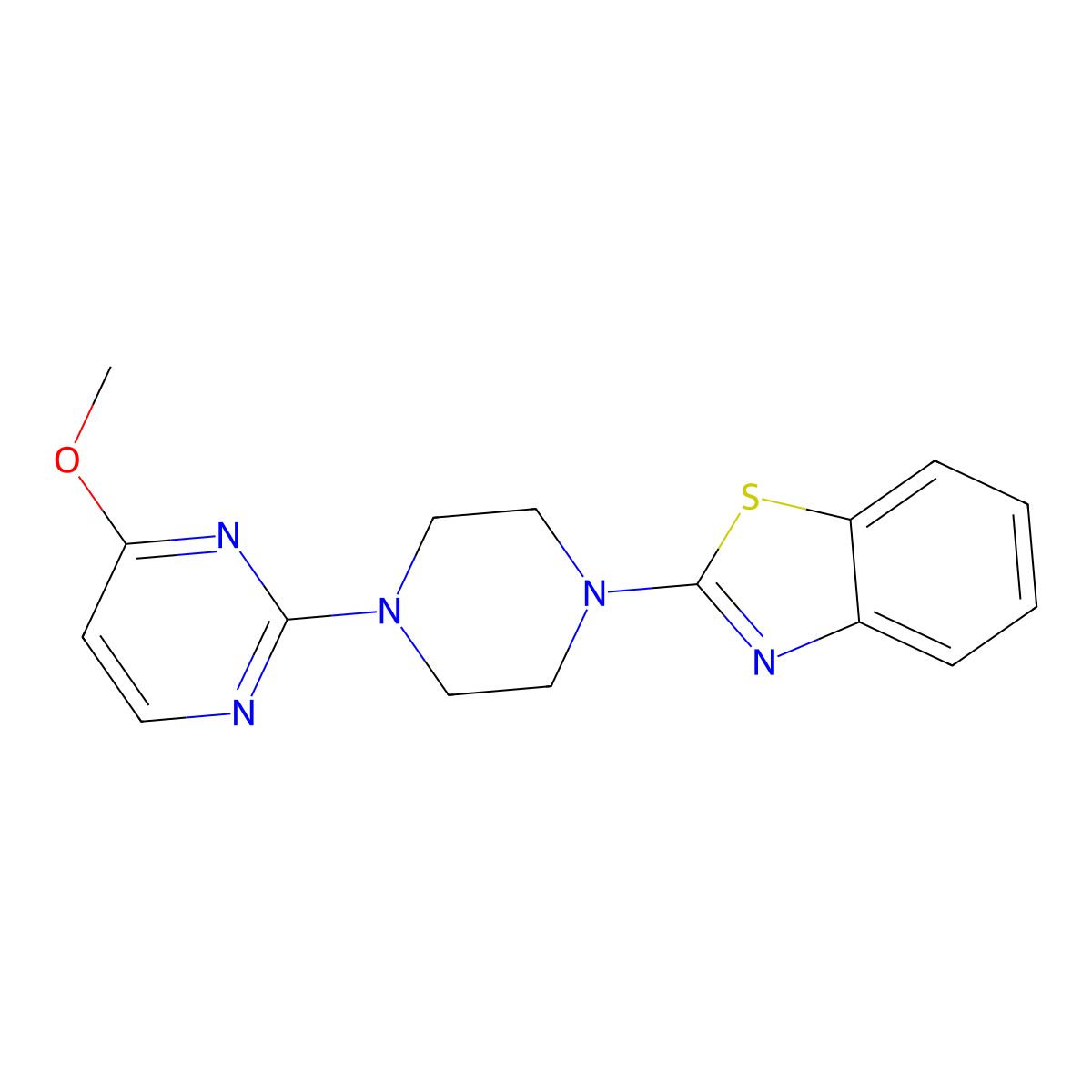 2-[4-(4-Methoxypyrimidin-2-yl)piperazin-1-yl]-1,3-benzothiazole molecular structure, CAS 2425162-33-8