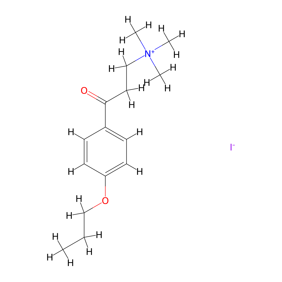 Trimethyl-[3-oxo-3-(4-propoxyphenyl)propyl]azanium;iodide molecular structure, CAS 24252-41-3