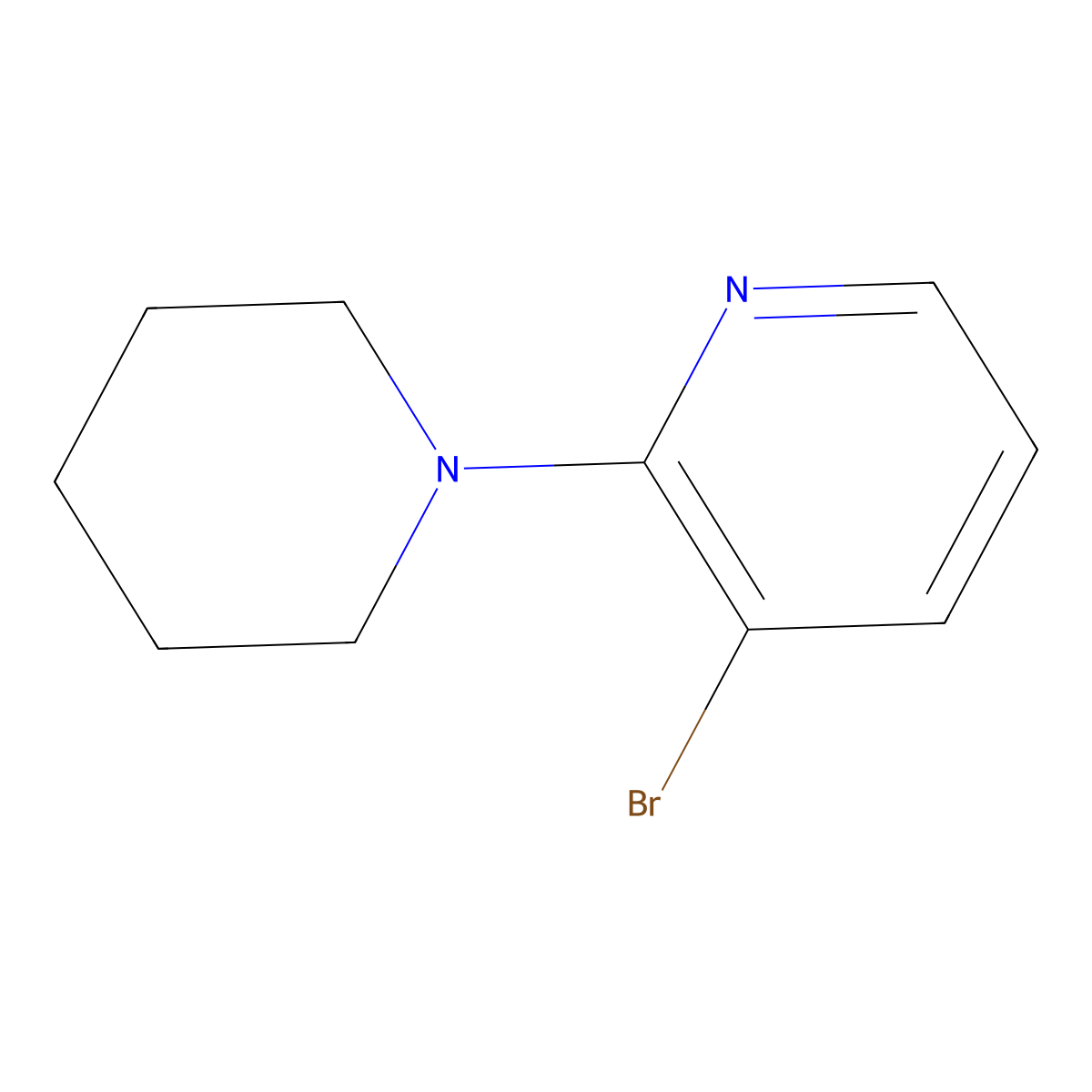3-Bromo-2-(piperidin-1-yl)pyridine molecular structure, CAS 24255-99-0