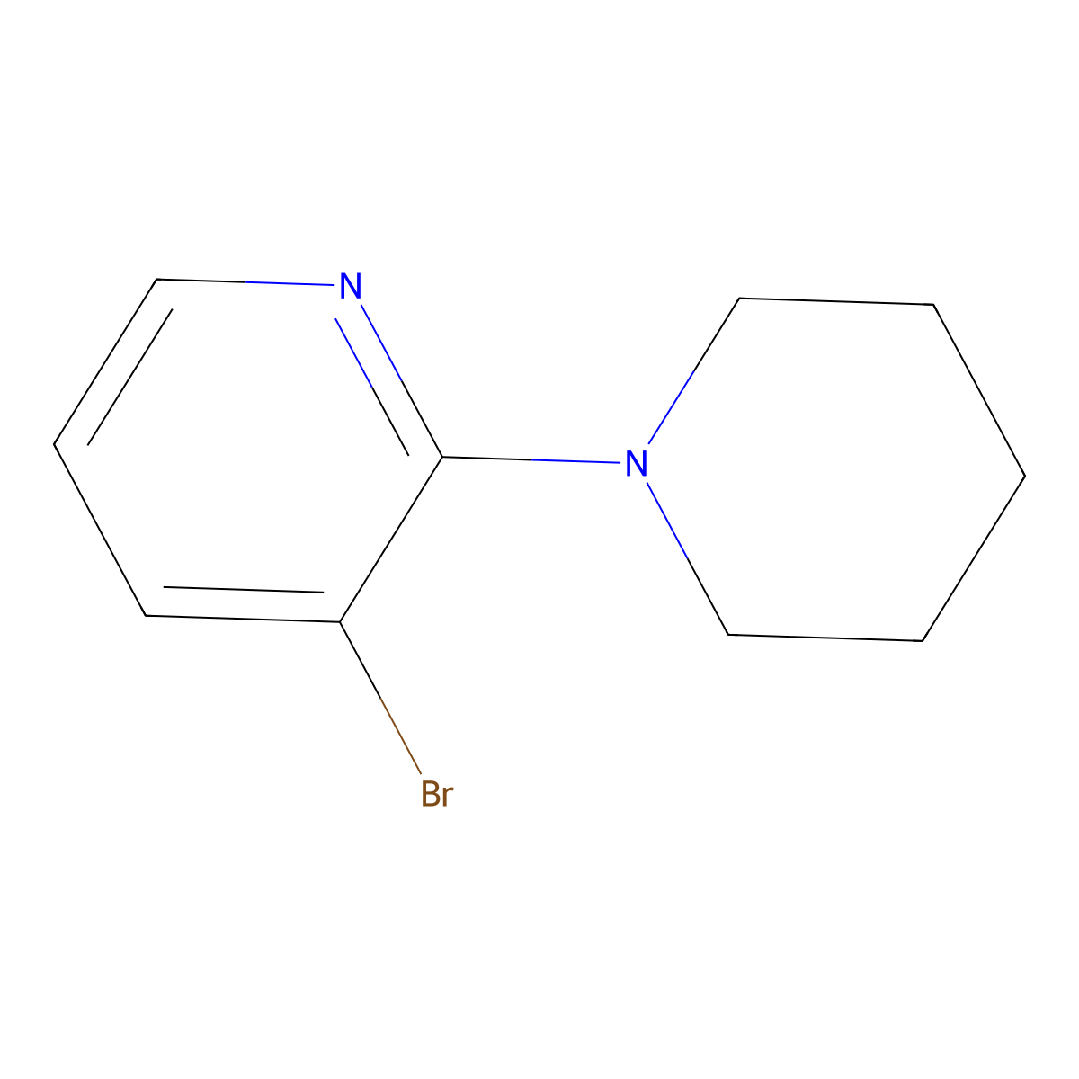 3-Bromo-2-(piperidin-1-yl)pyridine molecular structure, CAS 24255-99-0