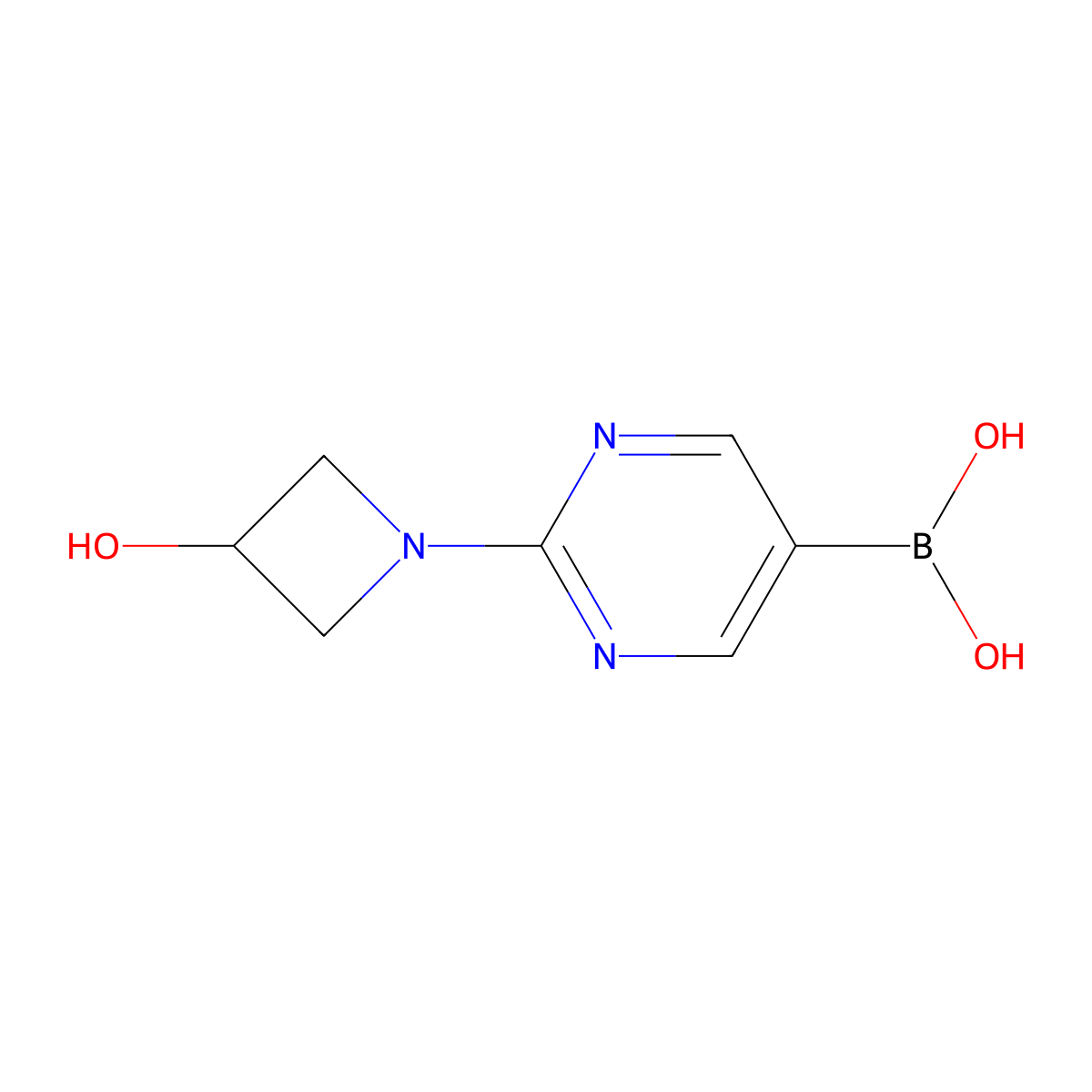 [2-(3-Hydroxyazetidin-1-yl)pyrimidin-5-yl]boronic acid molecular structure, CAS 2425646-51-9