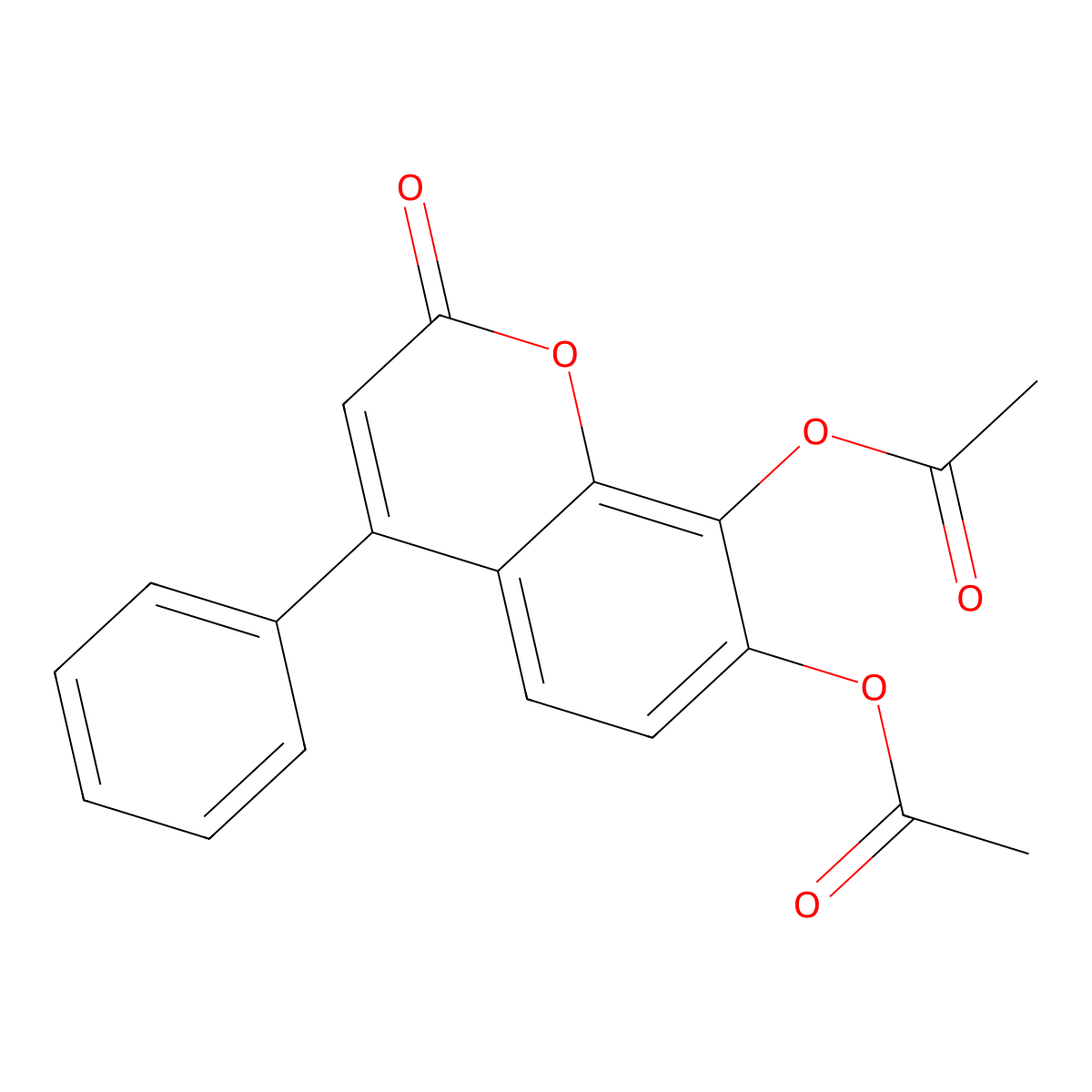 7,8-Bis(acetyloxy)-4-phenyl-2H-1-benzopyran-2-one molecular structure, CAS 24258-37-5