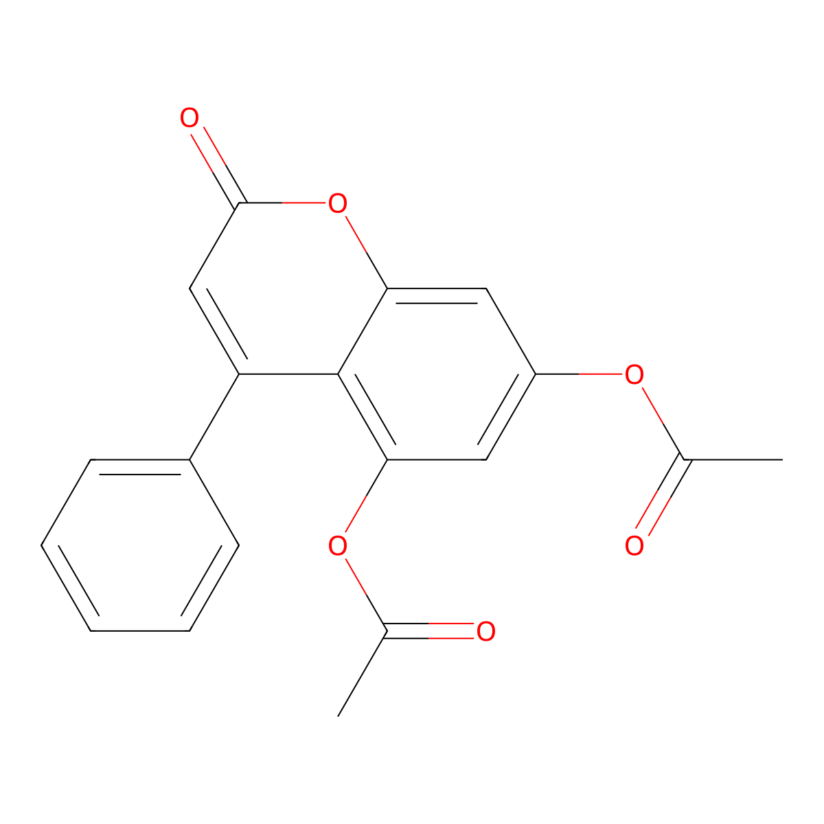 4-(Phenyl)-5,7-diacetoxycoumarin molecular structure, CAS 24258-38-6