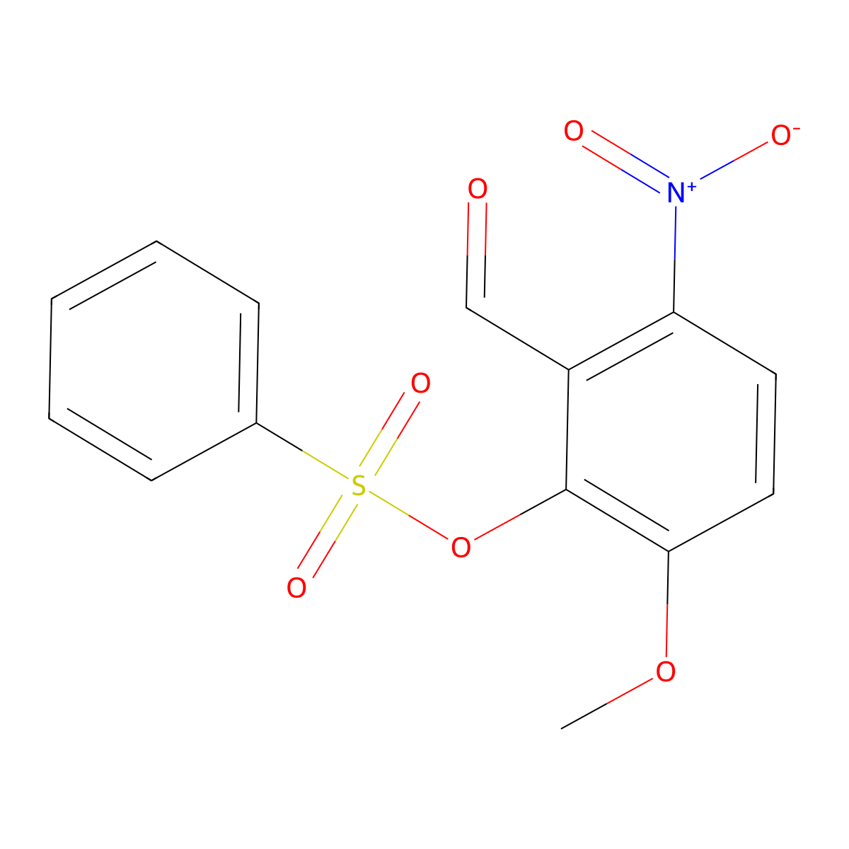 Benzaldehyde, 3-methoxy-6-nitro-2-[(phenylsulfonyl)oxy]- molecular structure, CAS 2426-60-0